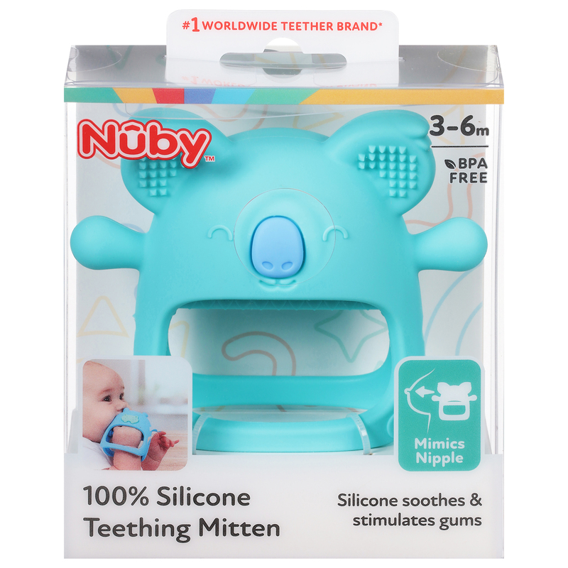 Nuby Teething Mitten, 100% Silicone, 3-6m