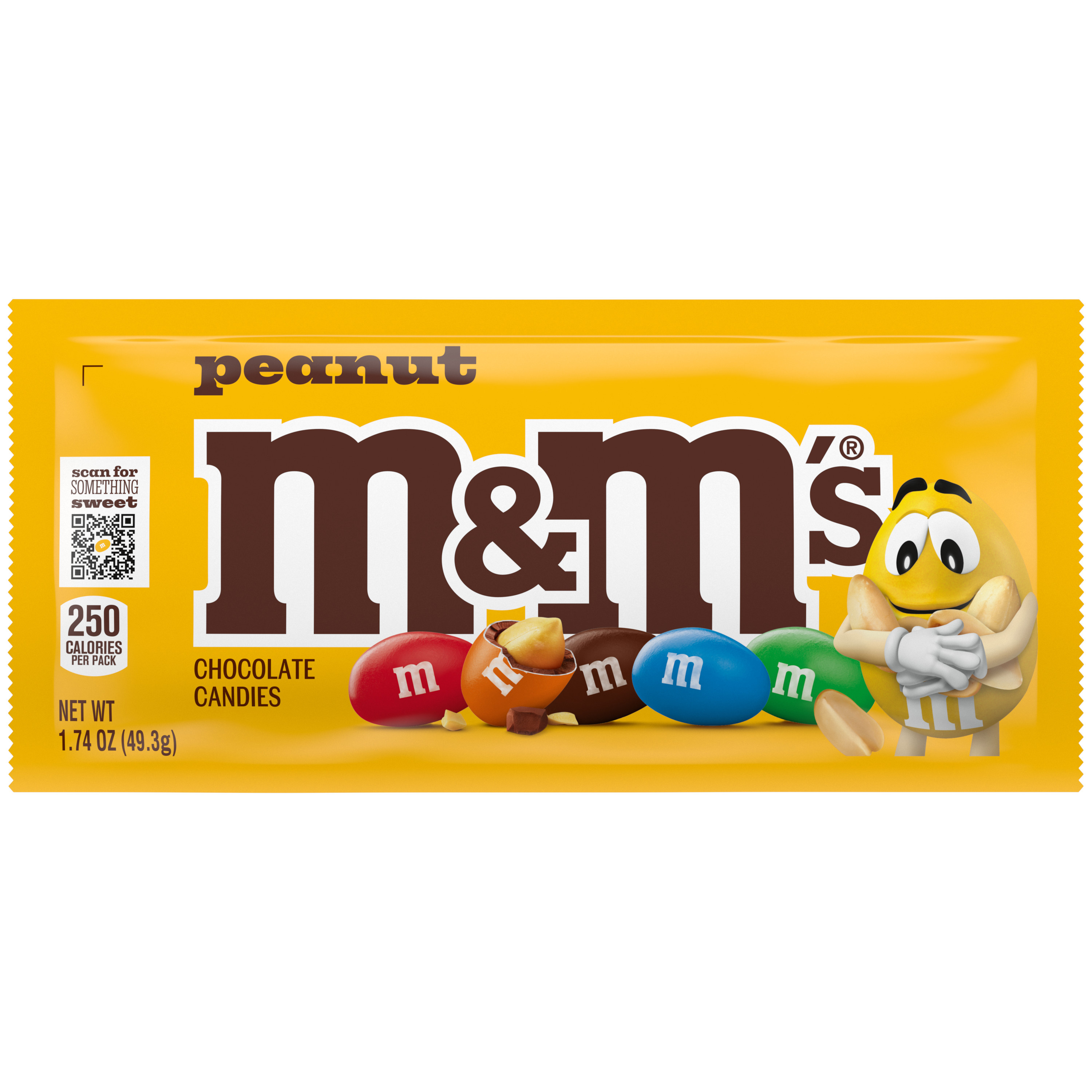 M&M'S Peanut Milk Chocolate Candy, Full Size, 1.74 oz Pouch