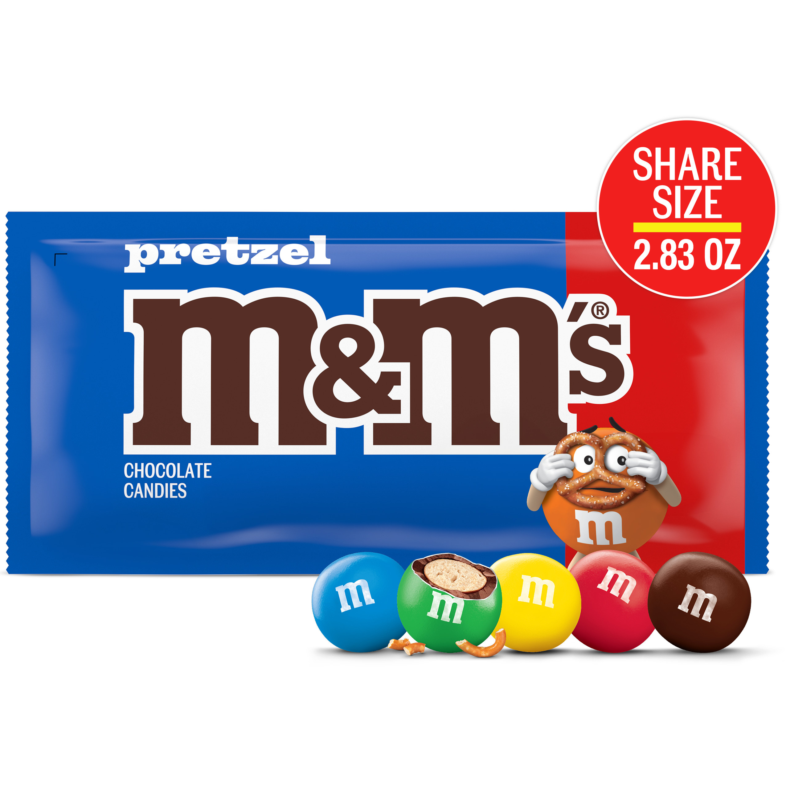 M&M'S Pretzel Milk Chocolate Candy, Share Size, 2.83 oz Bag