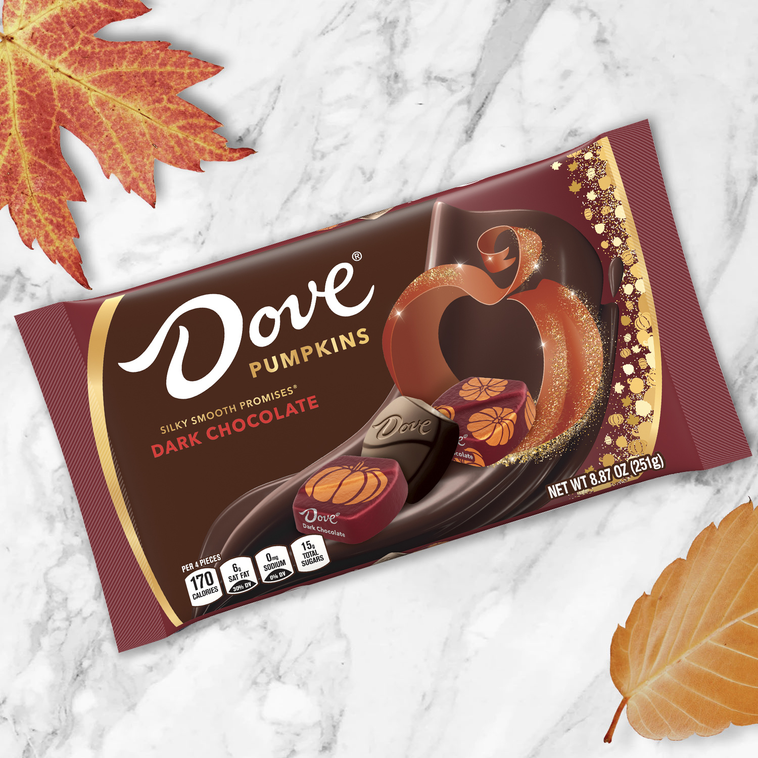 DOVE PROMISES Dark Chocolate Pumpkins Fall Halloween Candy, 8.87oz