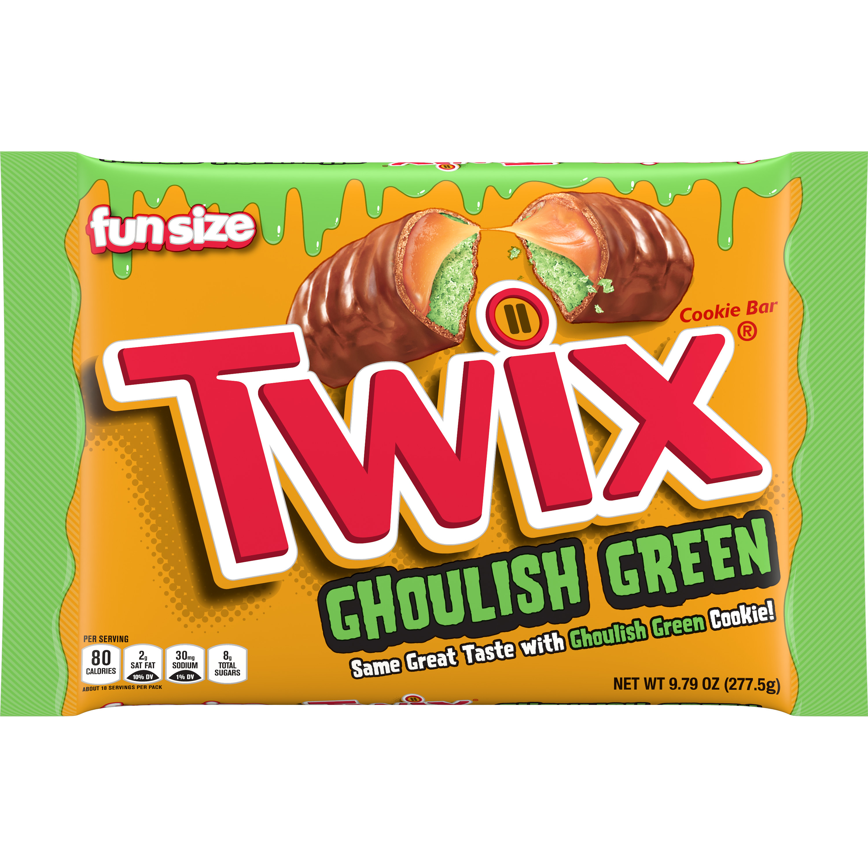 TWIX Ghoulish Green Caramel Cookie Fun Size Halloween Chocolate