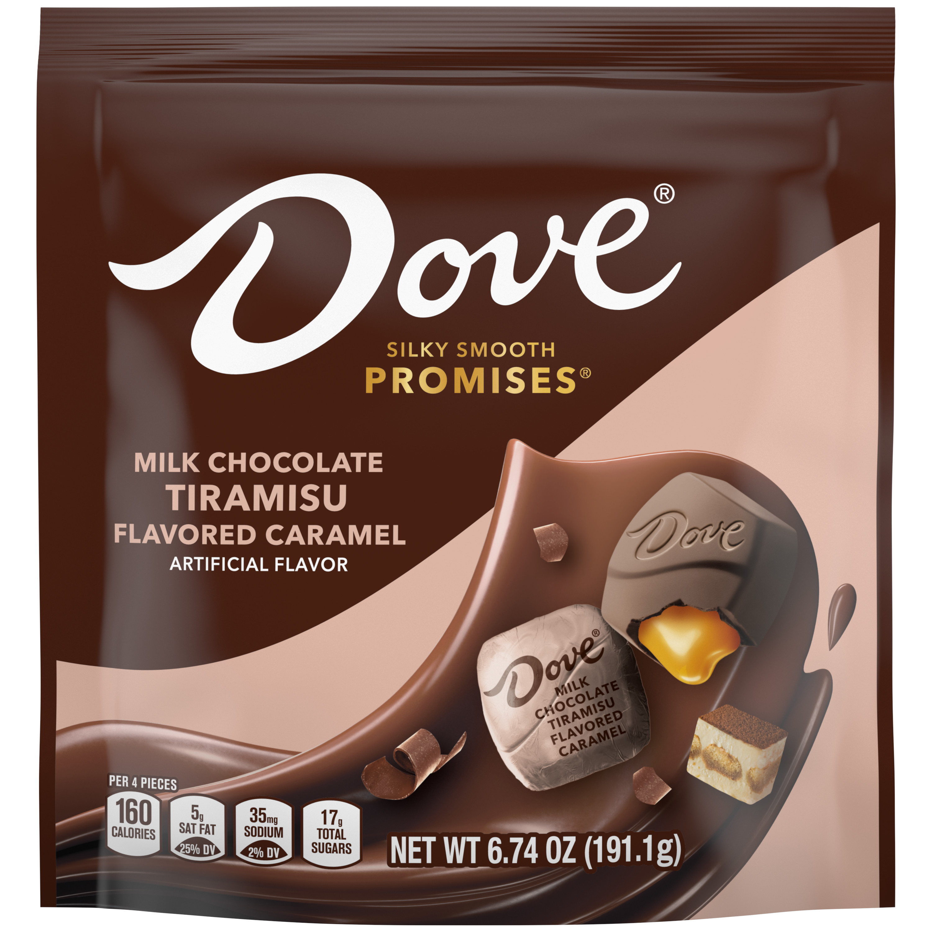 DOVE PROMISES Milk Chocolate Tiramisu Caramel Candy, 6.74 Oz Bag
