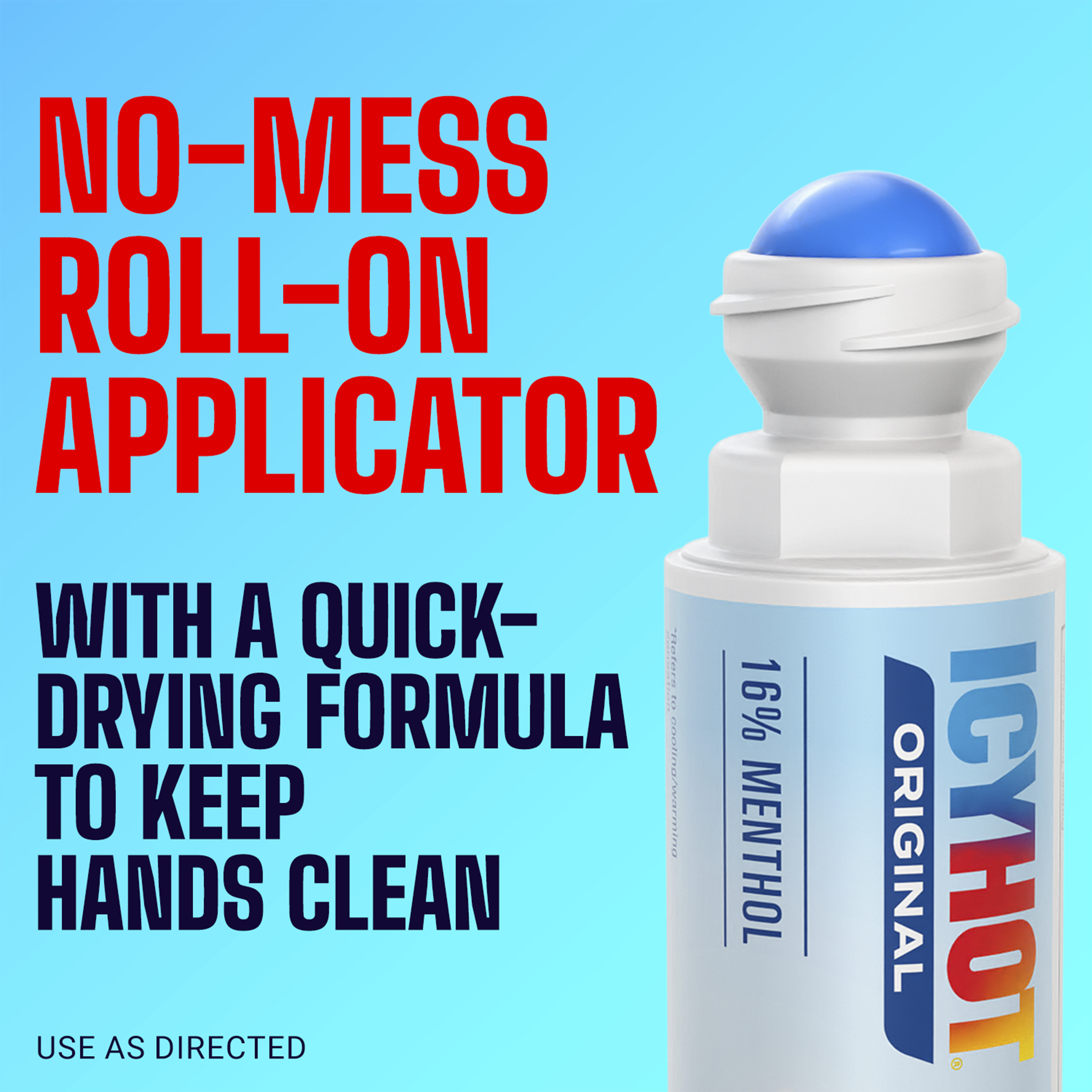 Icy Hot Original Pain Relief No-Mess Roll-On Applicator, Fast