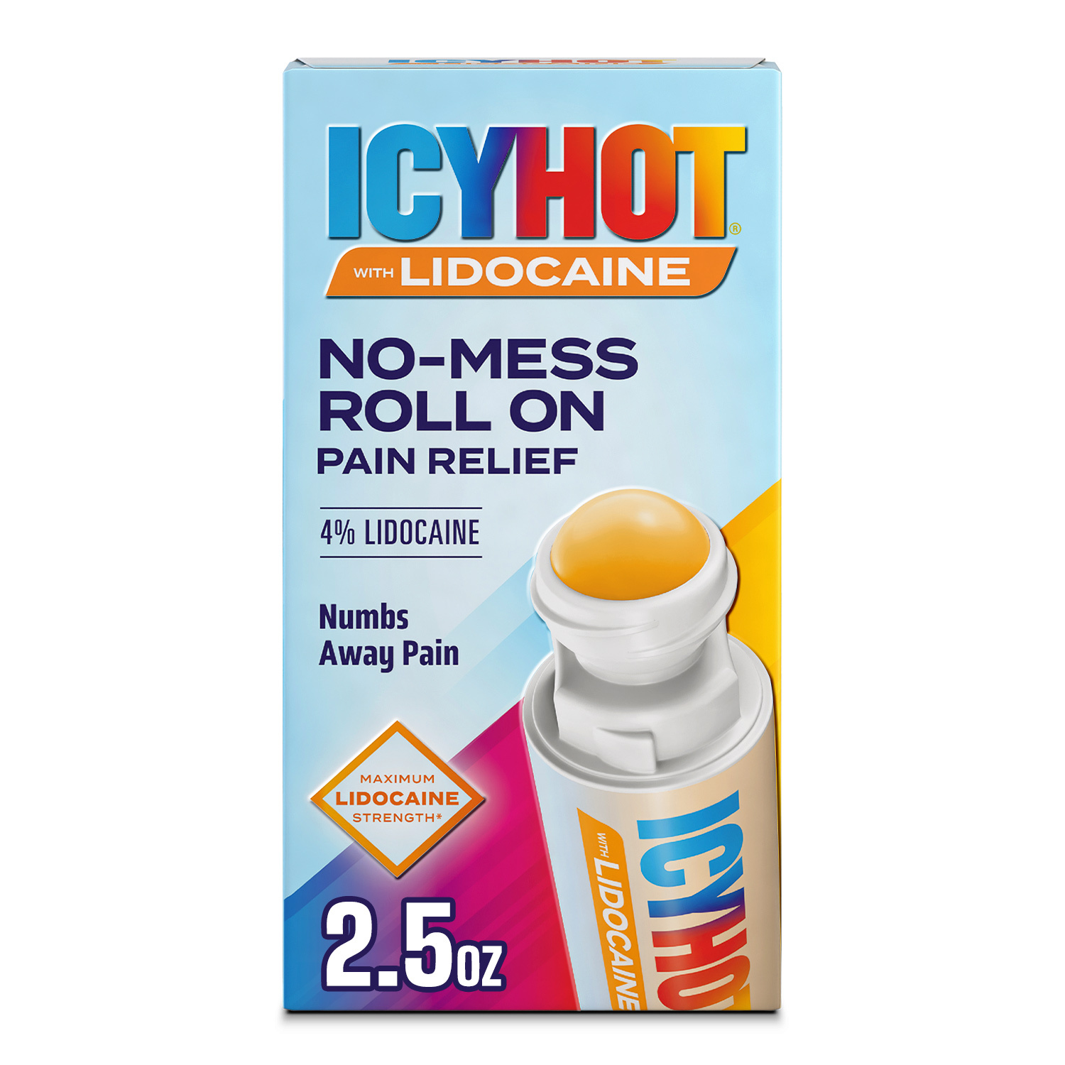 Icy Hot Lidocaine Pain Relief No-Mess Roll-On Applicator, Numb