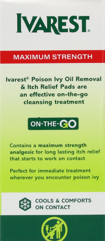 Ivarest Poison Ivy Maximum Strength Oil Removal & Itch Relief Pads