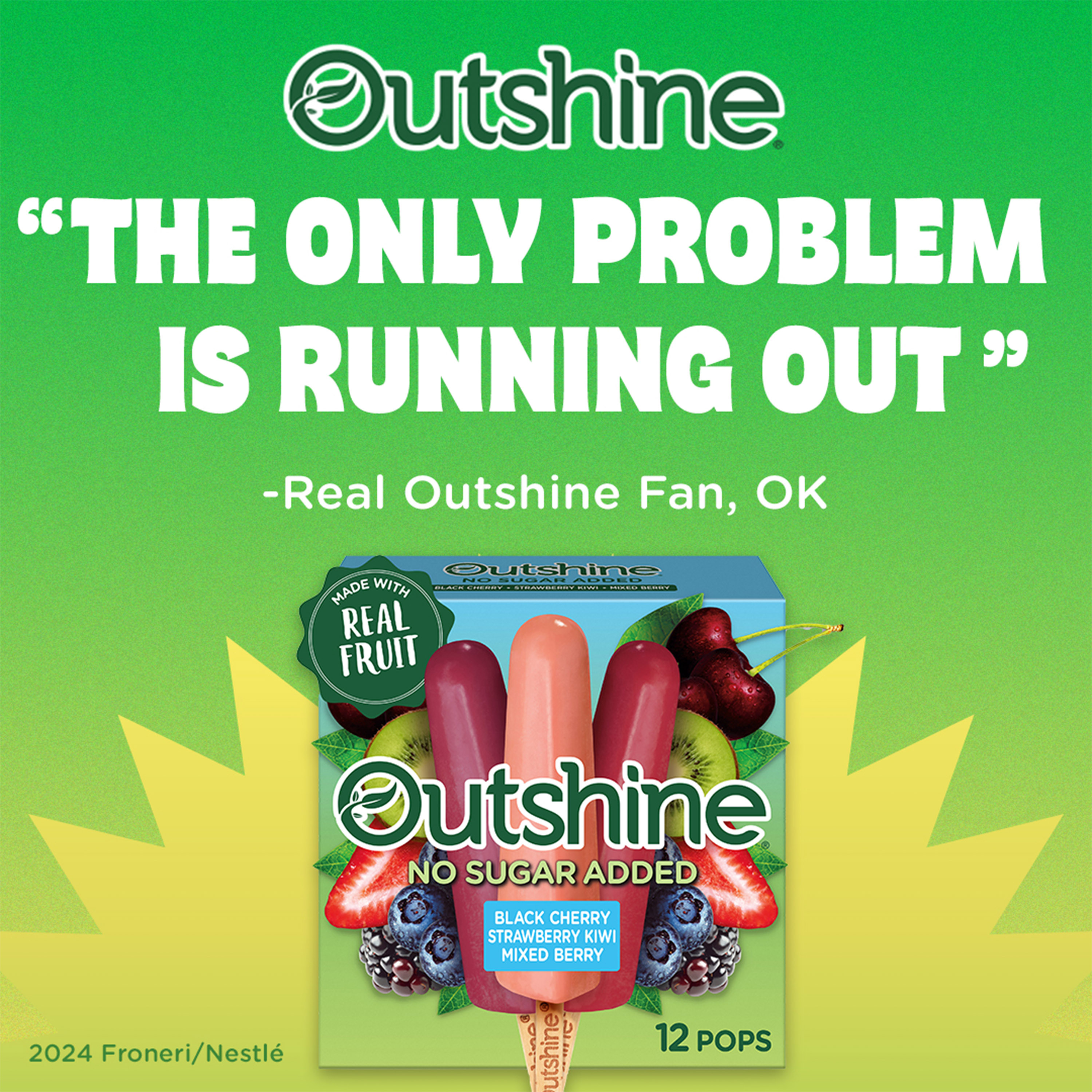 FRUiTS　no30 Outshine No Sugar Added Black Cherry, Strawberry Kiwi, And