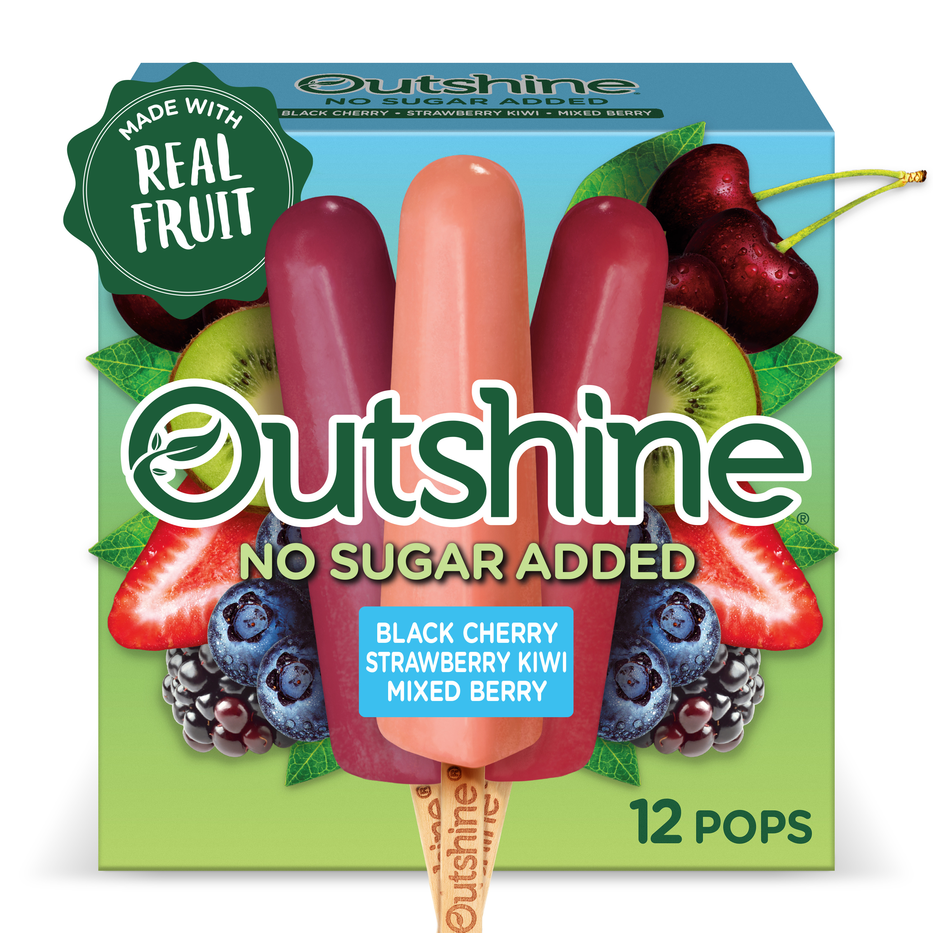 Outshine No Sugar Added Black Cherry, Strawberry Kiwi, And