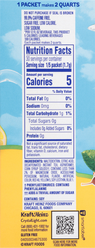 Crystal Light Decaf Lemon Iced Tea Naturally Flavored Powdered