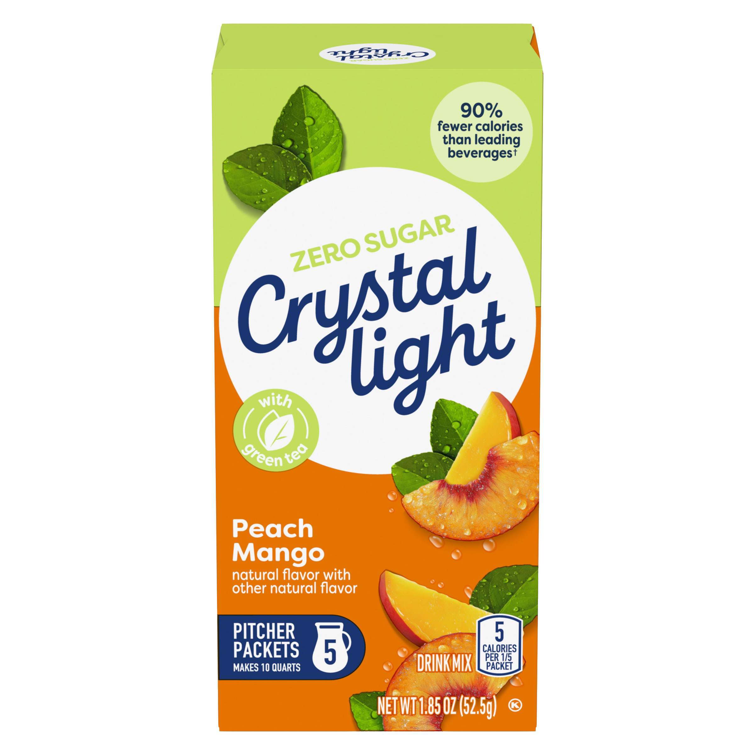 Crystal Light Peach Mango Green Tea Naturally Flavored Powdered