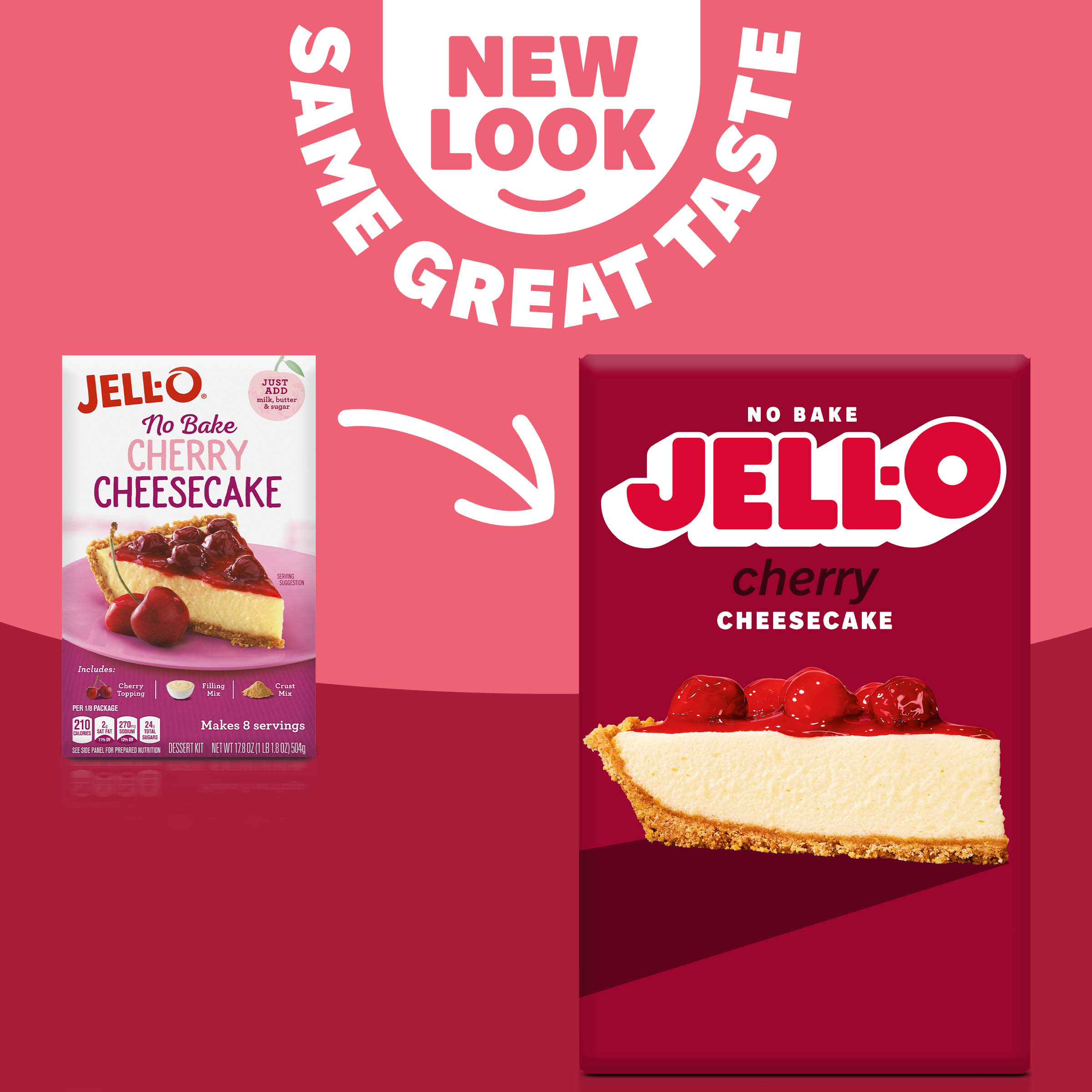 JELL-O No Bake Cherry Cheesecake Dessert w/ Cherry Topping