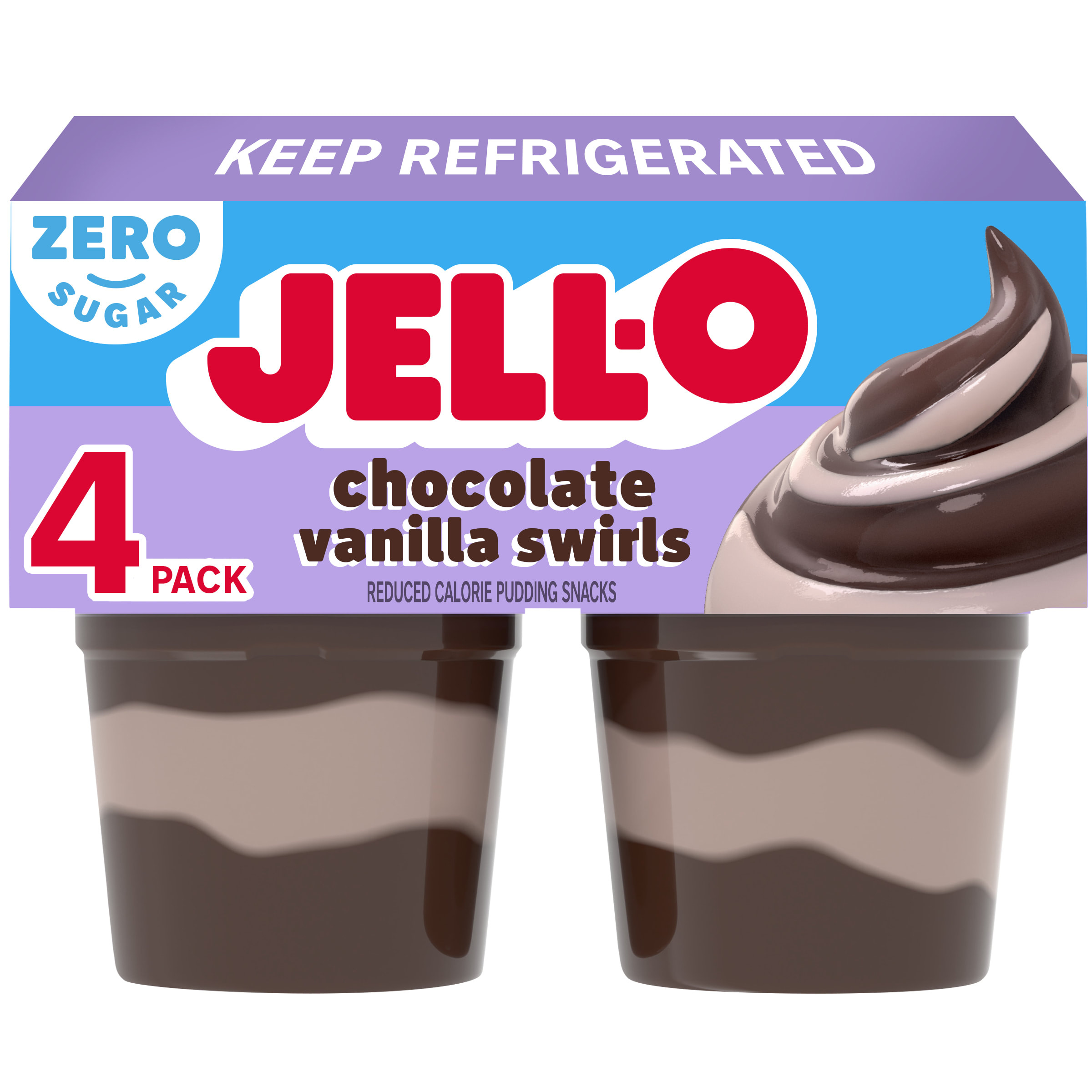 クリアジェル　600g JELL-O Original Chocolate Vanilla Swirls Pudding Snack Cups, 4 ct