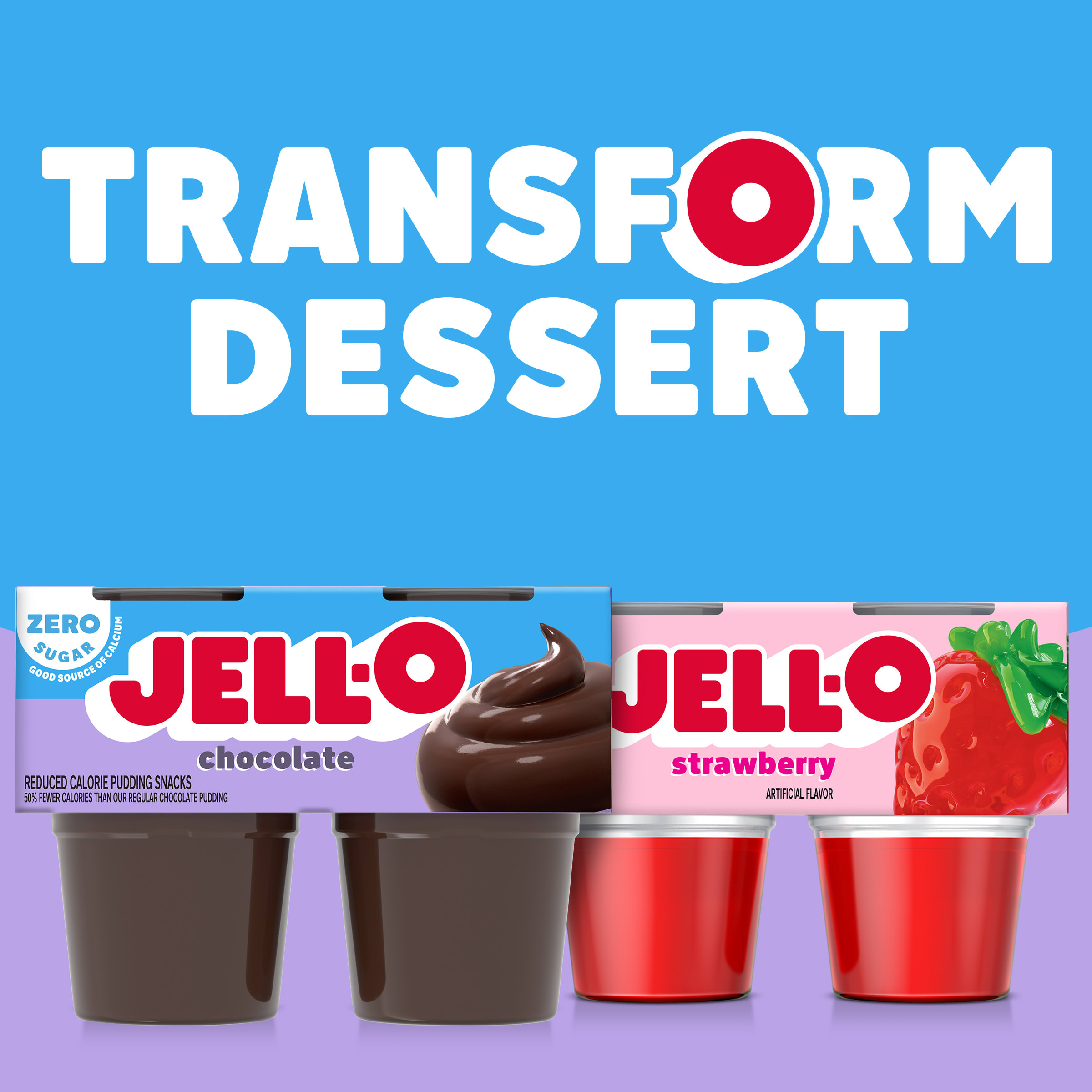 Jell-O Chocolate Zero Sugar Ready-to-Eat Pudding Snack Cups, 4 ct