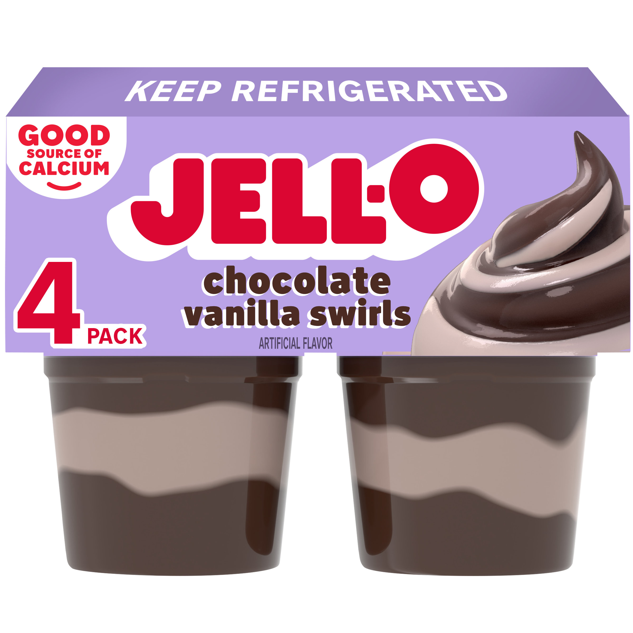 ジェル2＆クリーム4 JELL-O Original Chocolate Vanilla Swirls Pudding Snack Cups, 4 ct