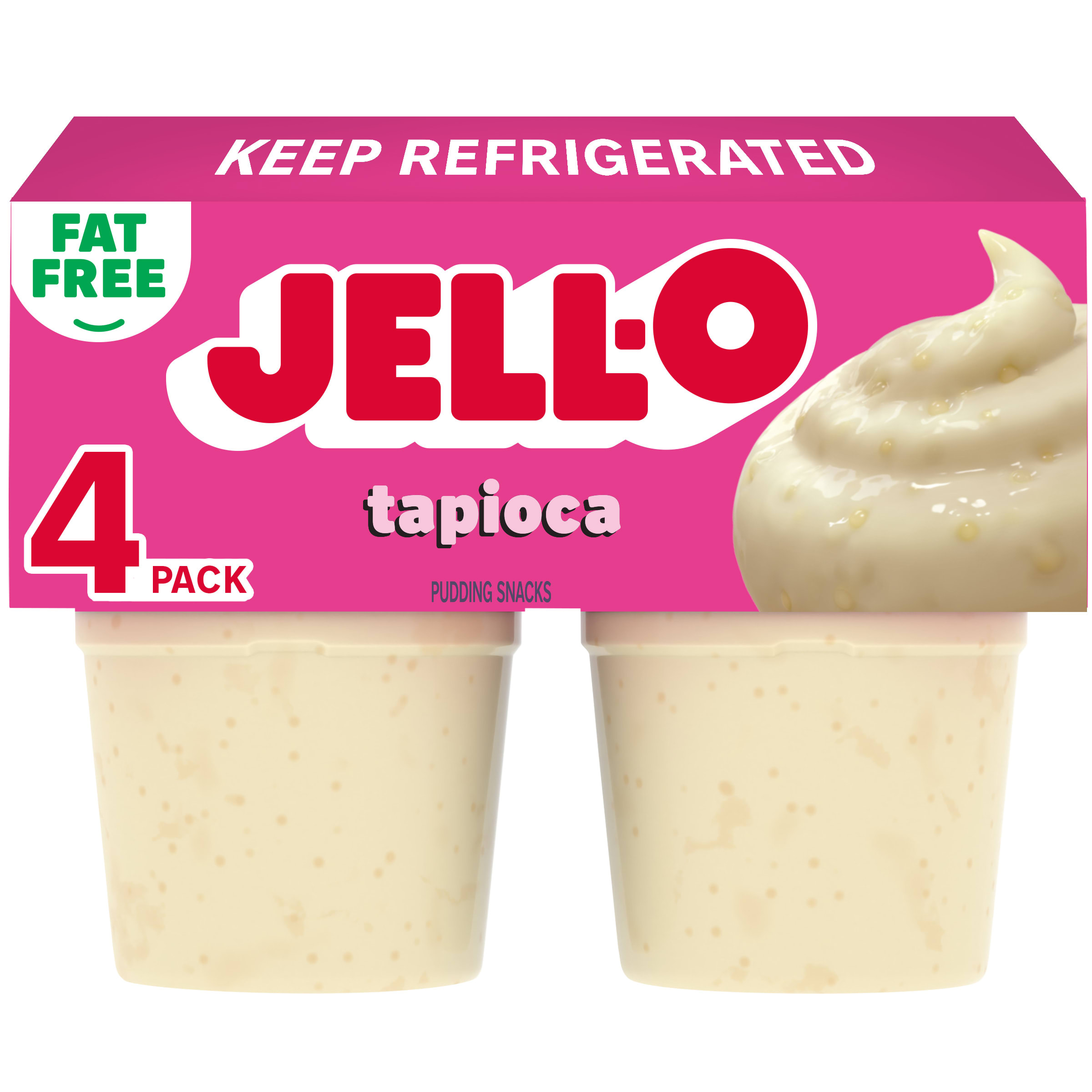 Jell-O Fat Free Ready-to-Eat Tapioca Pudding Snack Cups, 4 ct Cups