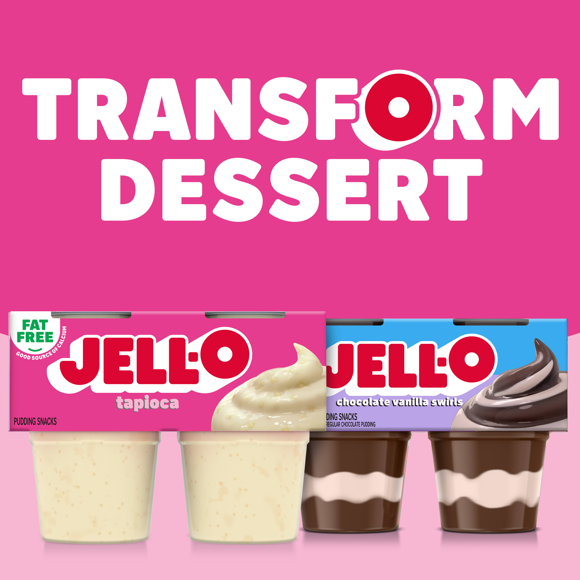 Jell-O Fat Free Ready-to-Eat Tapioca Pudding Snack Cups, 4 ct Cups