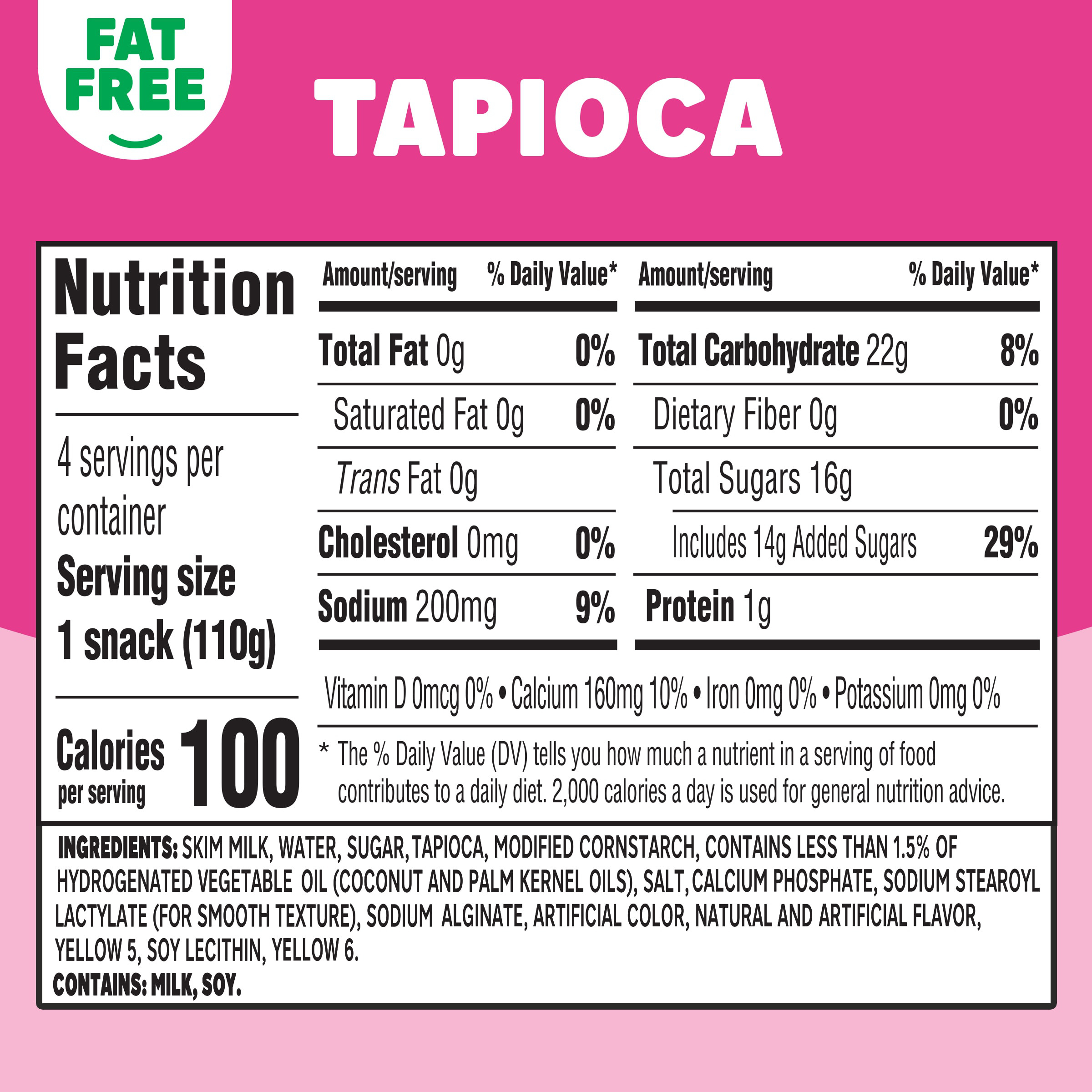 Jell-O Fat Free Ready-to-Eat Tapioca Pudding Snack Cups, 4 ct Cups