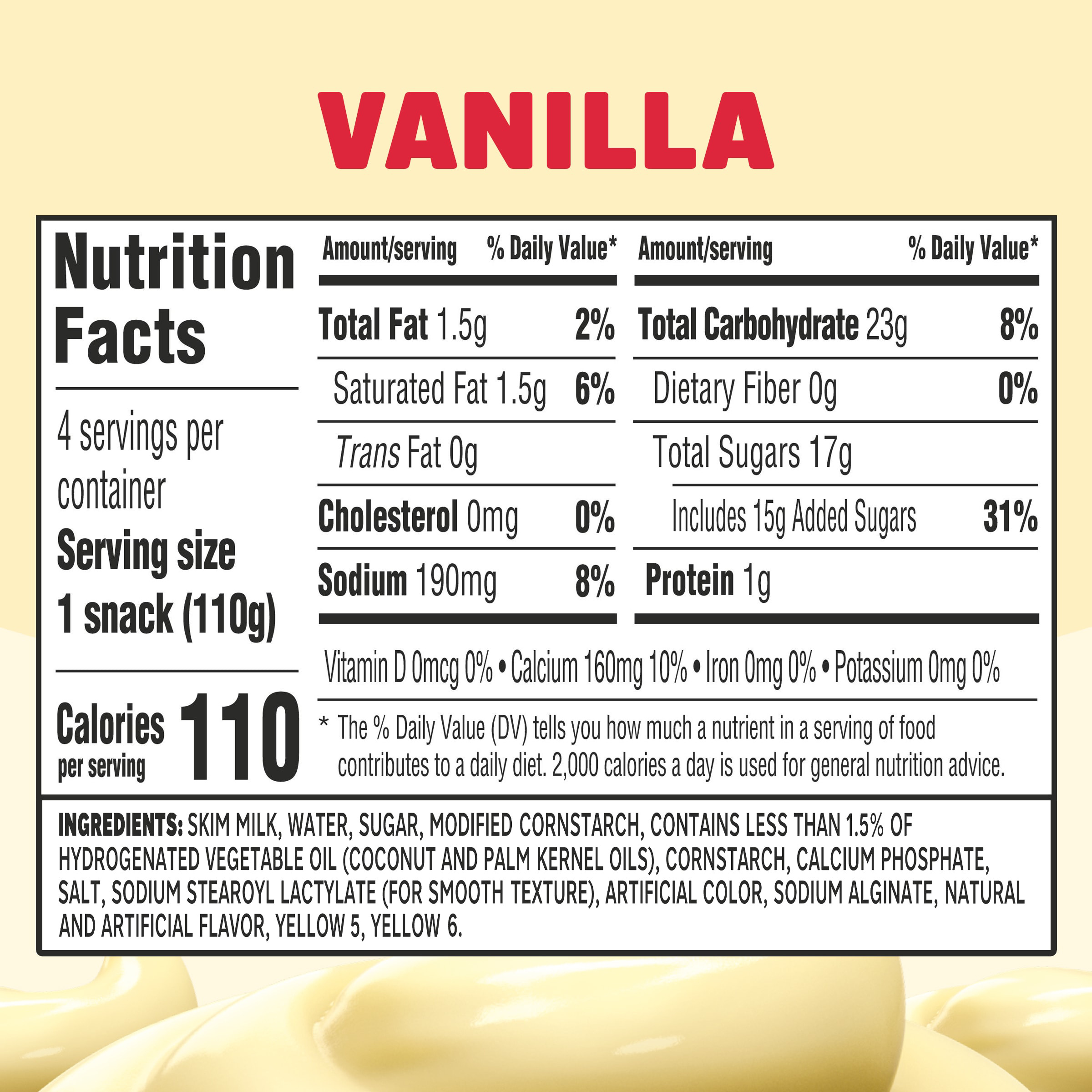 Jell-O Original Vanilla Artificially Flavored Ready-to-Eat Pudding