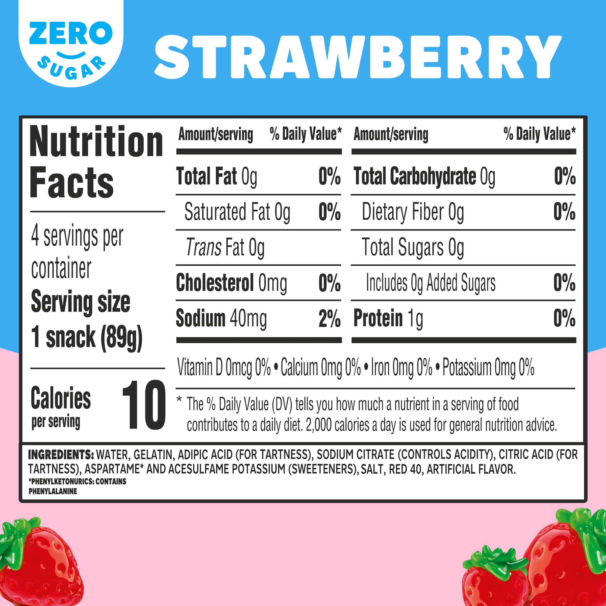 Jell-O Strawberry Artificially Flavored Zero Sugar Ready-to-Eat