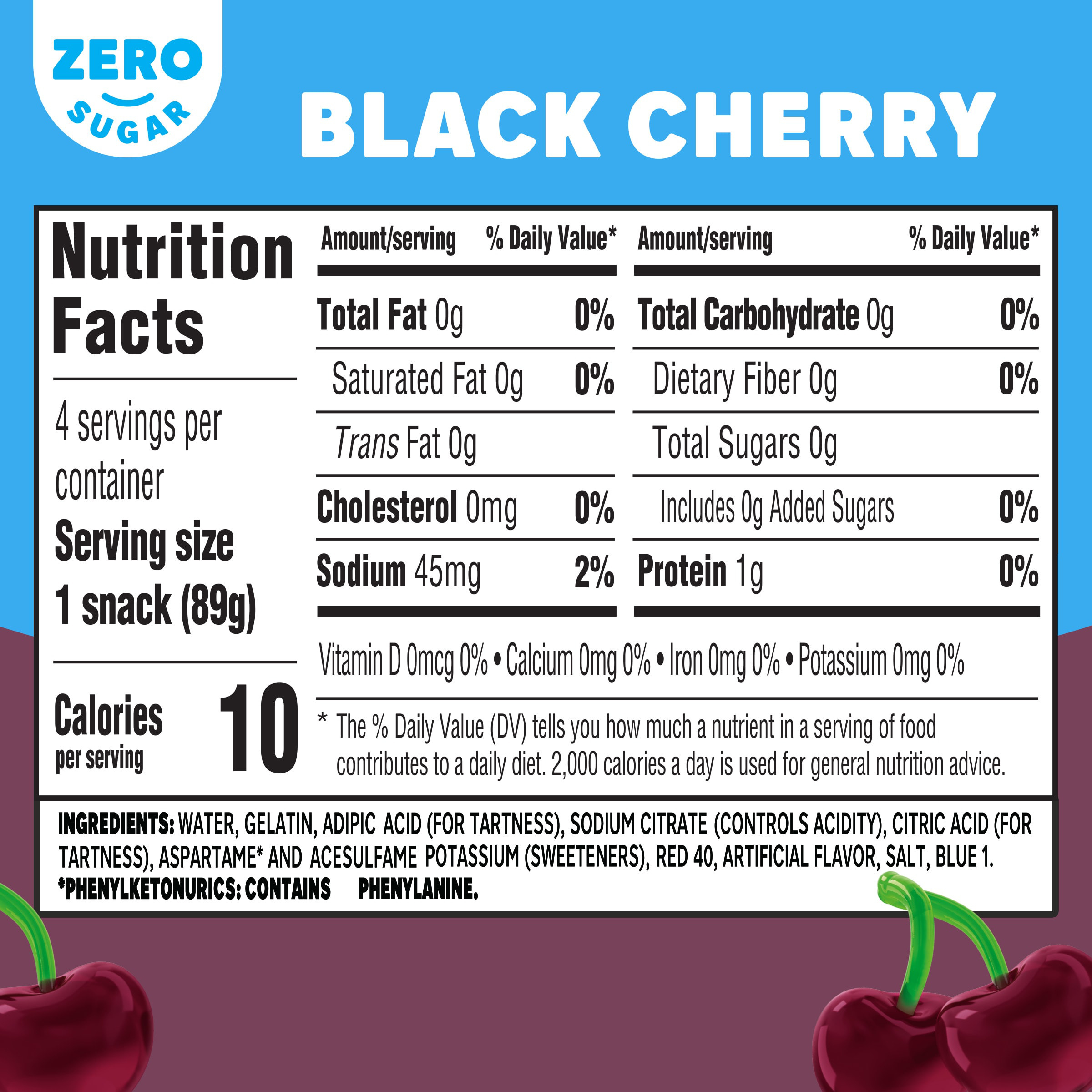 Jell-O Black Cherry Artificially Flavored Zero Sugar Ready-to-Eat