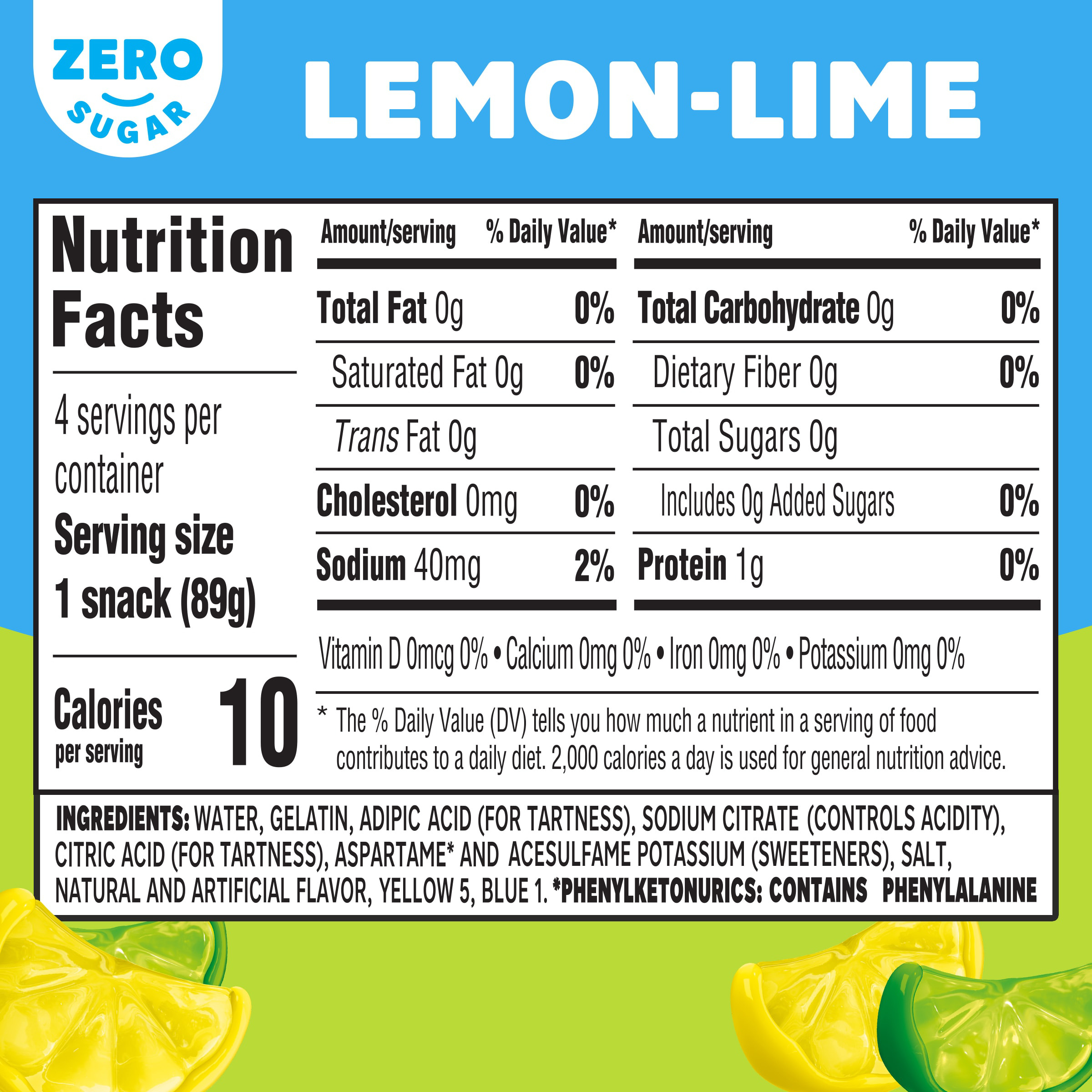Jell-O Lemon-Lime Artificially Flavored Zero Sugar Ready-to-Eat