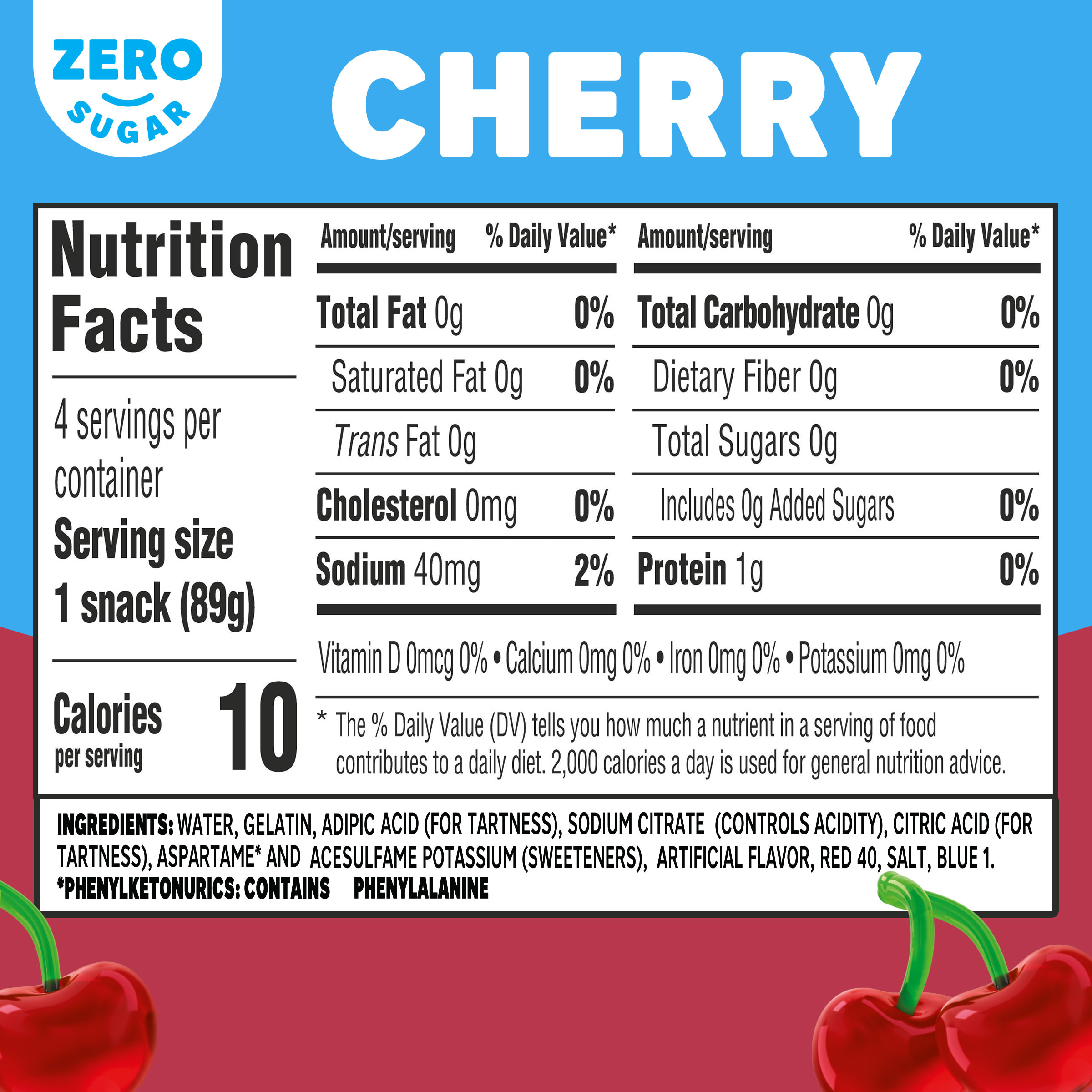 Jell-O Cherry Artificially Flavored Zero Sugar Ready-to-Eat