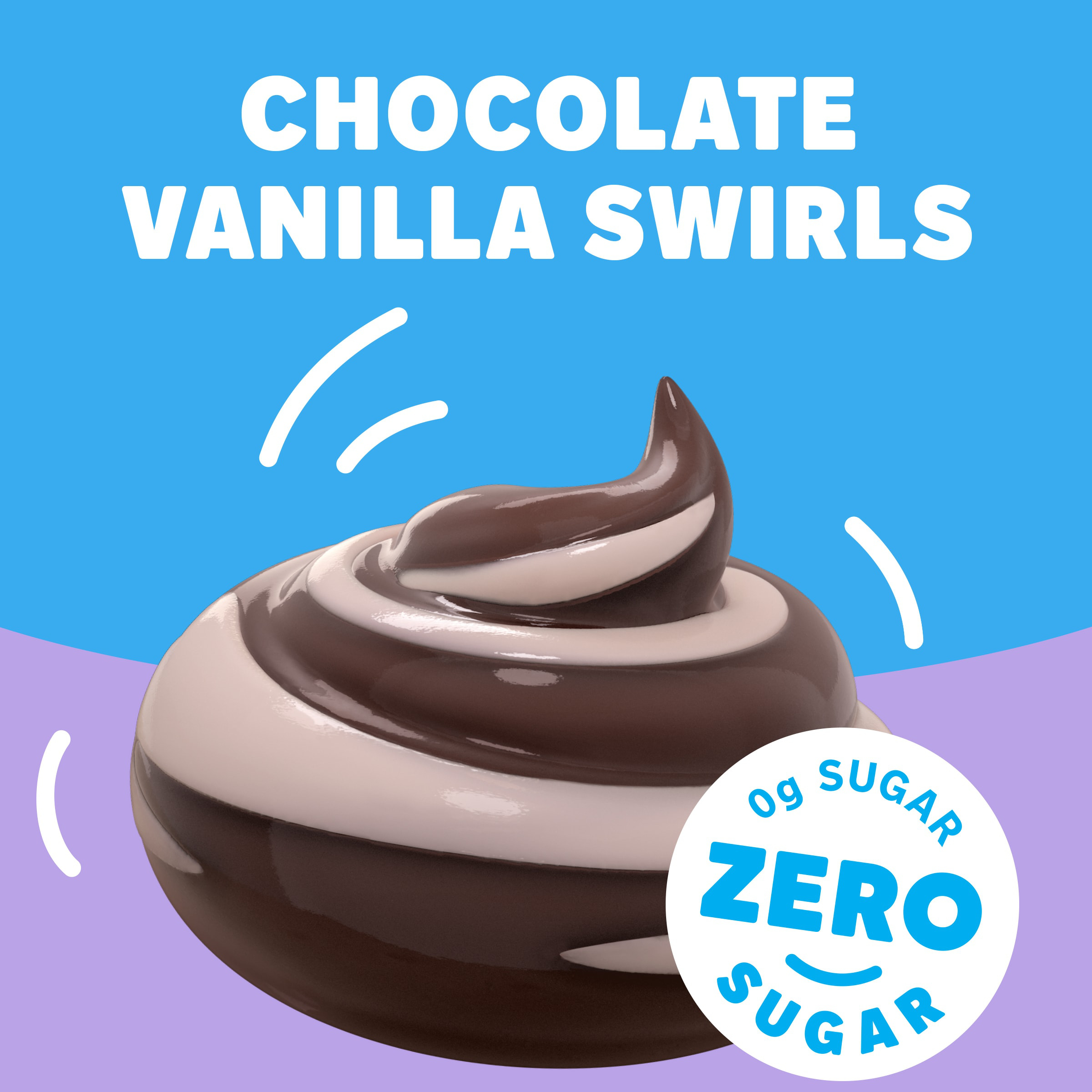 JELL-O Zero Sugar Chocolate Vanilla Swirls Pudding Snack Cups, 8