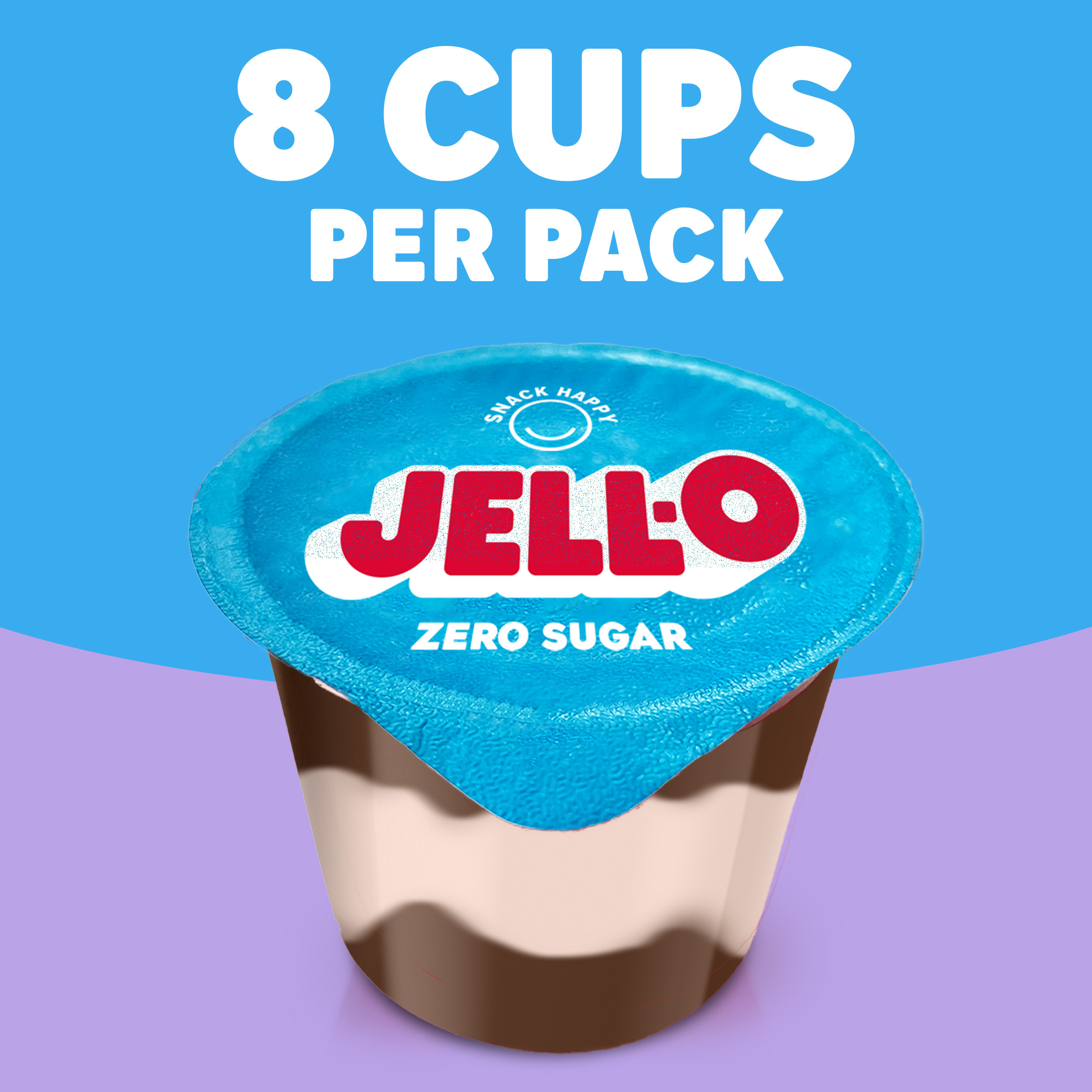 JELL-O Zero Sugar Chocolate Vanilla Swirls Pudding Snack Cups, 8