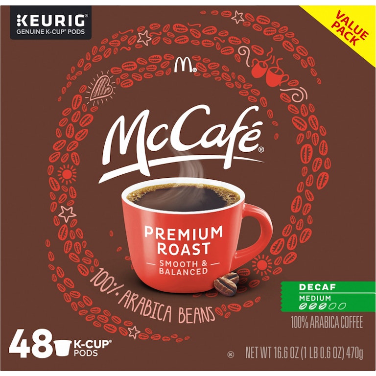 McCafe Premium Roast Decaf Coffee K-Cup Pods, Decaffeinated