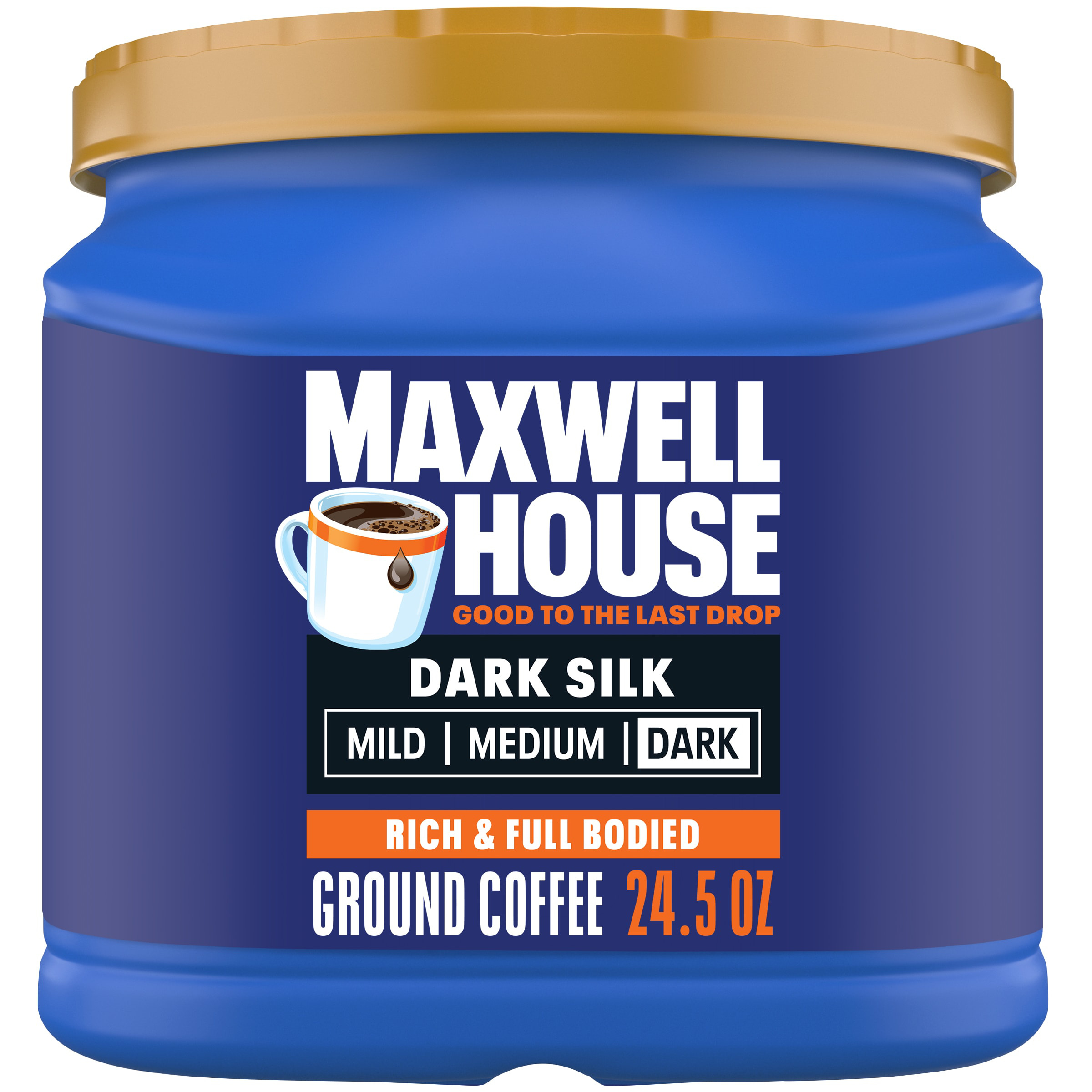 Maxwell House Dark Silk Dark Roast Ground Coffee, 24.5 oz Canister