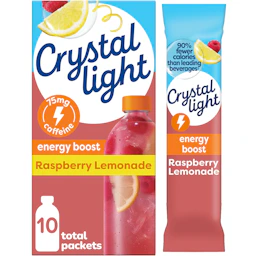 Crystal Light Energy Boost Fruit Punch artificially flavored Powdered Drink Mix, .09 oz Packets, 10 per Box | Giant Eagle | Because It Matters | Grocery Store & Pharmacy Crystal Light Energy Boost Fruit Punch artificially flavored Powdered Drink Mix, .09 oz Packets, 10 per Box | Giant Eagle | Because It Matters | Grocery Store & Pharmacy
