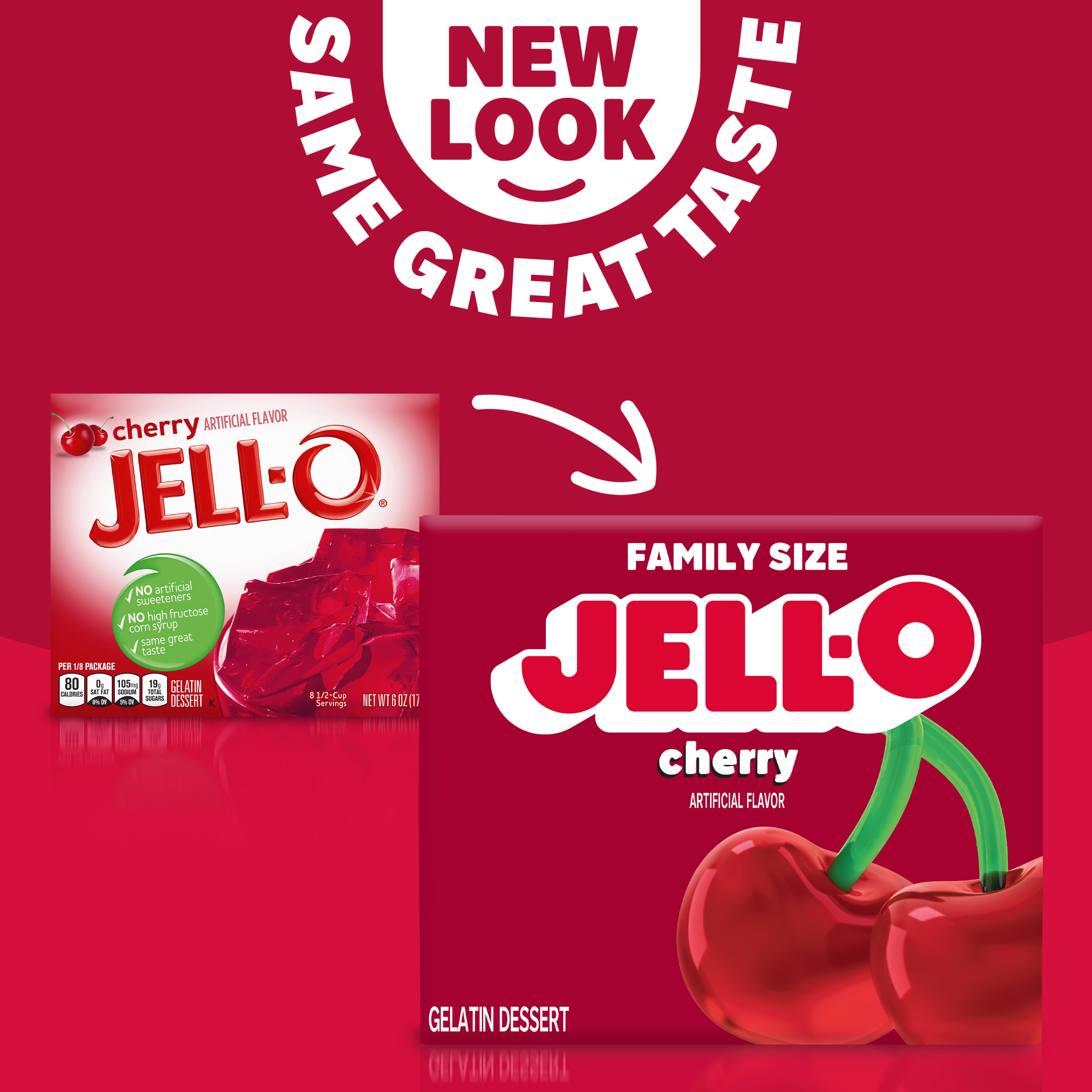 Jell-O Cherry Gelatin Dessert Mix, Family Size, 6 oz Box | Giant