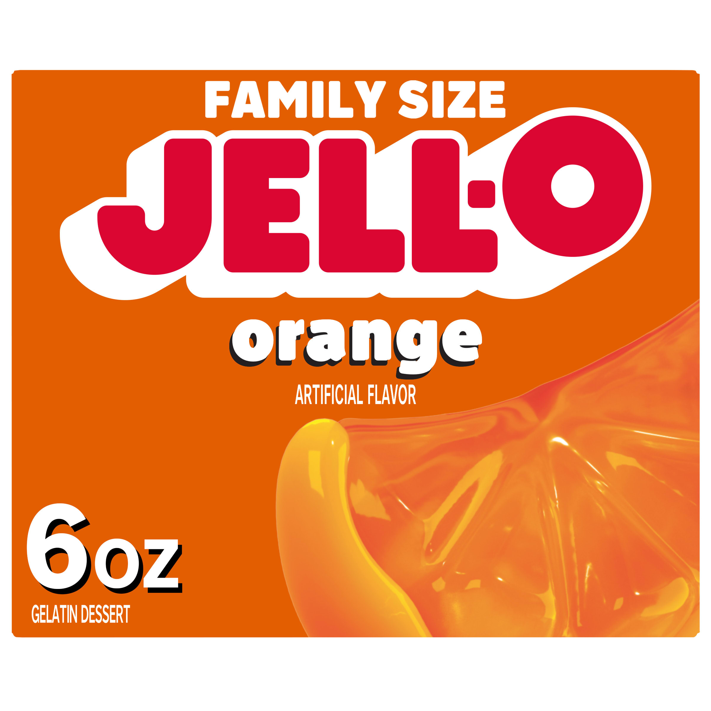 Jell-O Orange Gelatin Dessert Mix, Family Size, 6 oz Box | Giant
