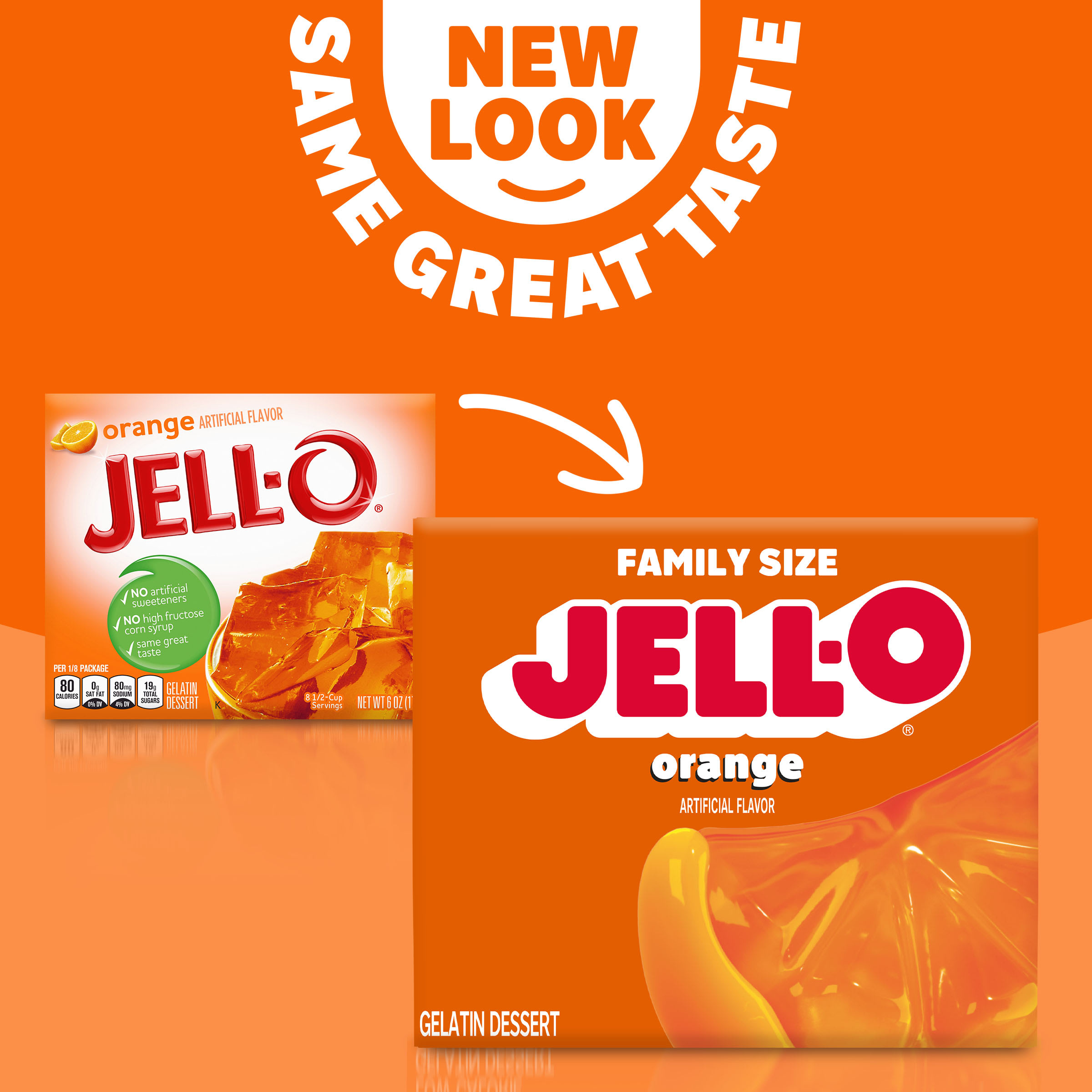 Jell-O Orange Gelatin Dessert Mix, Family Size, 6 oz Box | Giant