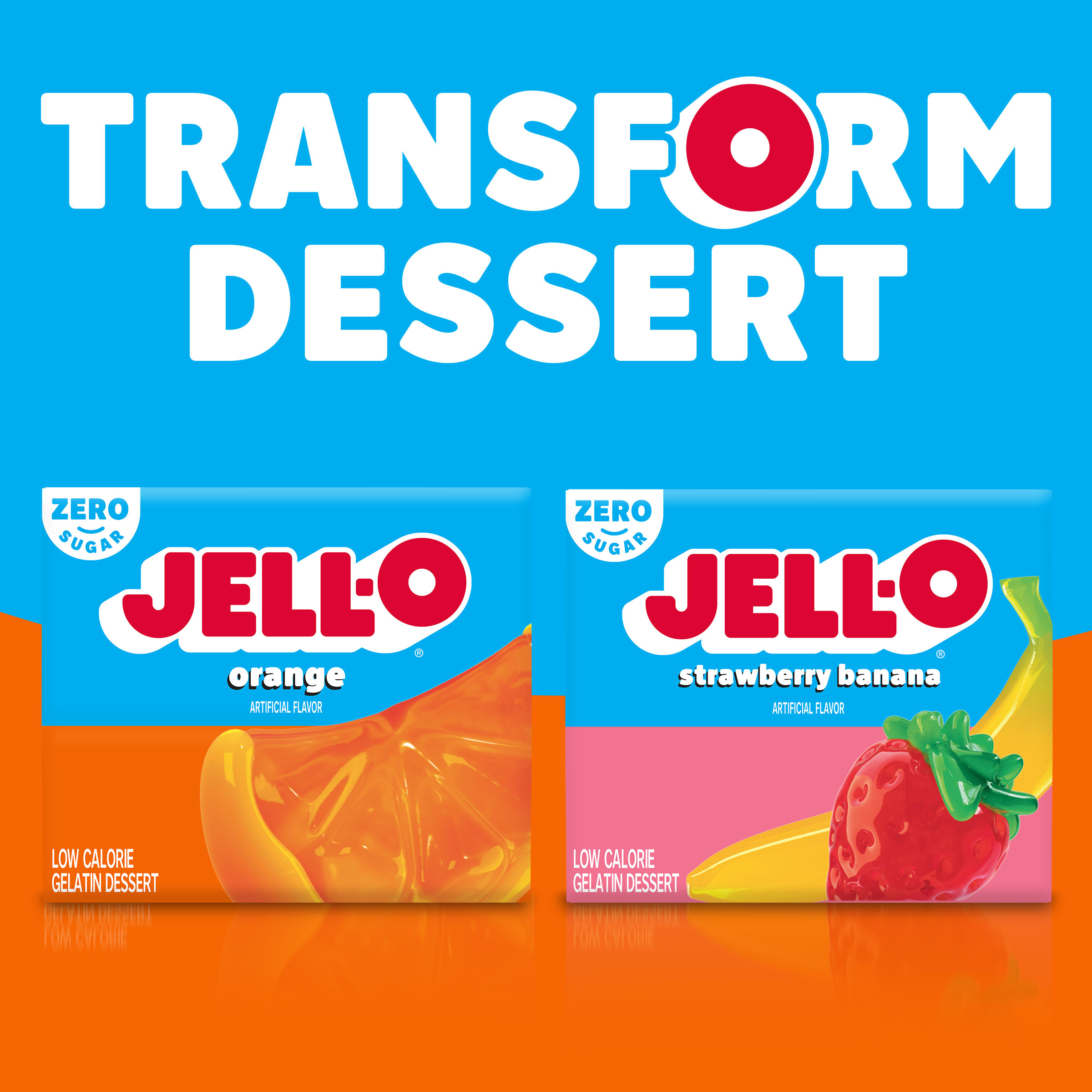Jell-O Orange Artificially Flavored Zero Sugar Low Calorie Gelatin