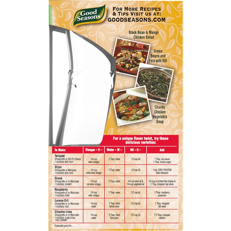 Good Seasons Italian Dressing & Recipe Seasoning Mix with Free Cruet Kit, 2 ct Packets | Giant Eagle | Because It Matters | Grocery Store & Pharmacy Good Seasons Italian Dressing & Recipe Seasoning Mix with Free Cruet Kit, 2 ct Packets | Giant Eagle | Because It Matters | Grocery Store & Pharmacy