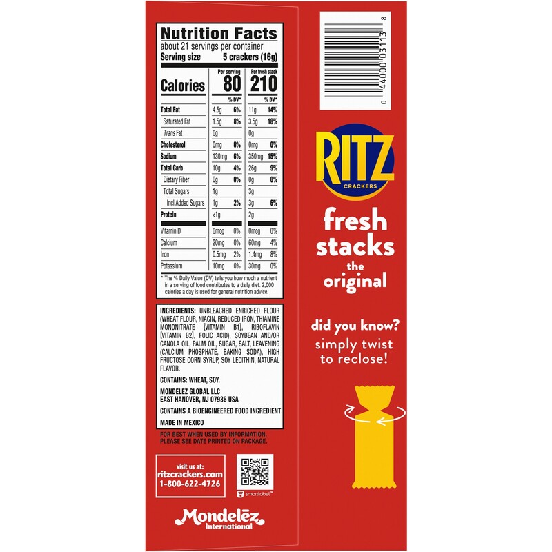 リッツ・ハルページ RITZ Fresh Stacks Original Crackers, Travel Snacks, 11.8 oz (8
