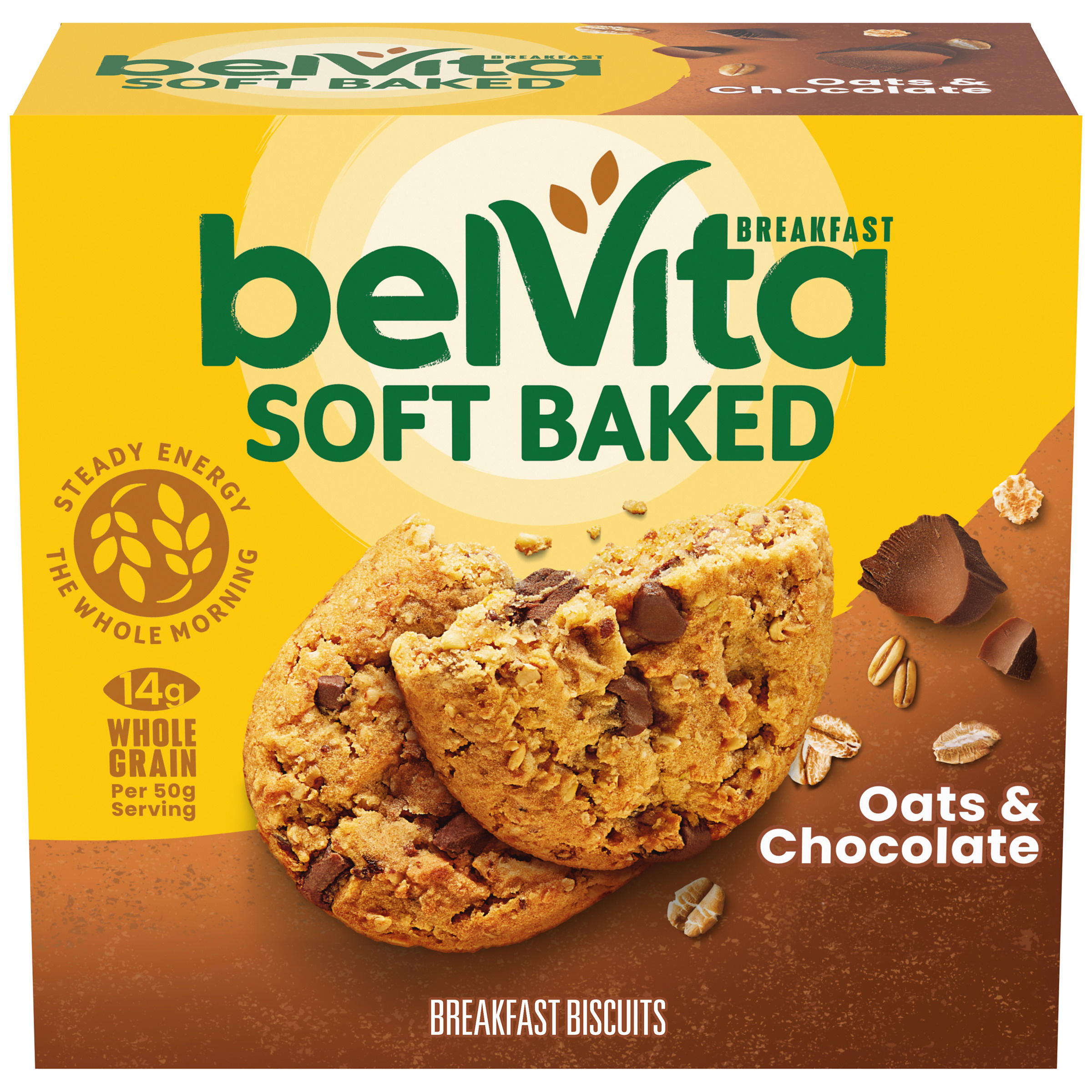 belVita Soft Baked Oats & Chocolate Breakfast Biscuits, Chewy