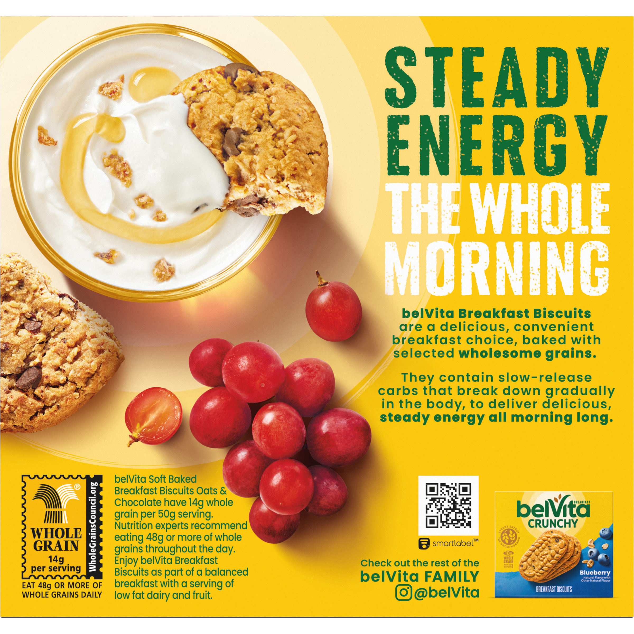 belVita Soft Baked Oats & Chocolate Breakfast Biscuits, Chewy