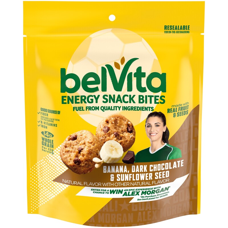 BELVITA Energy Snack Bites, Banana, Dark Chocolate and Sunflower
