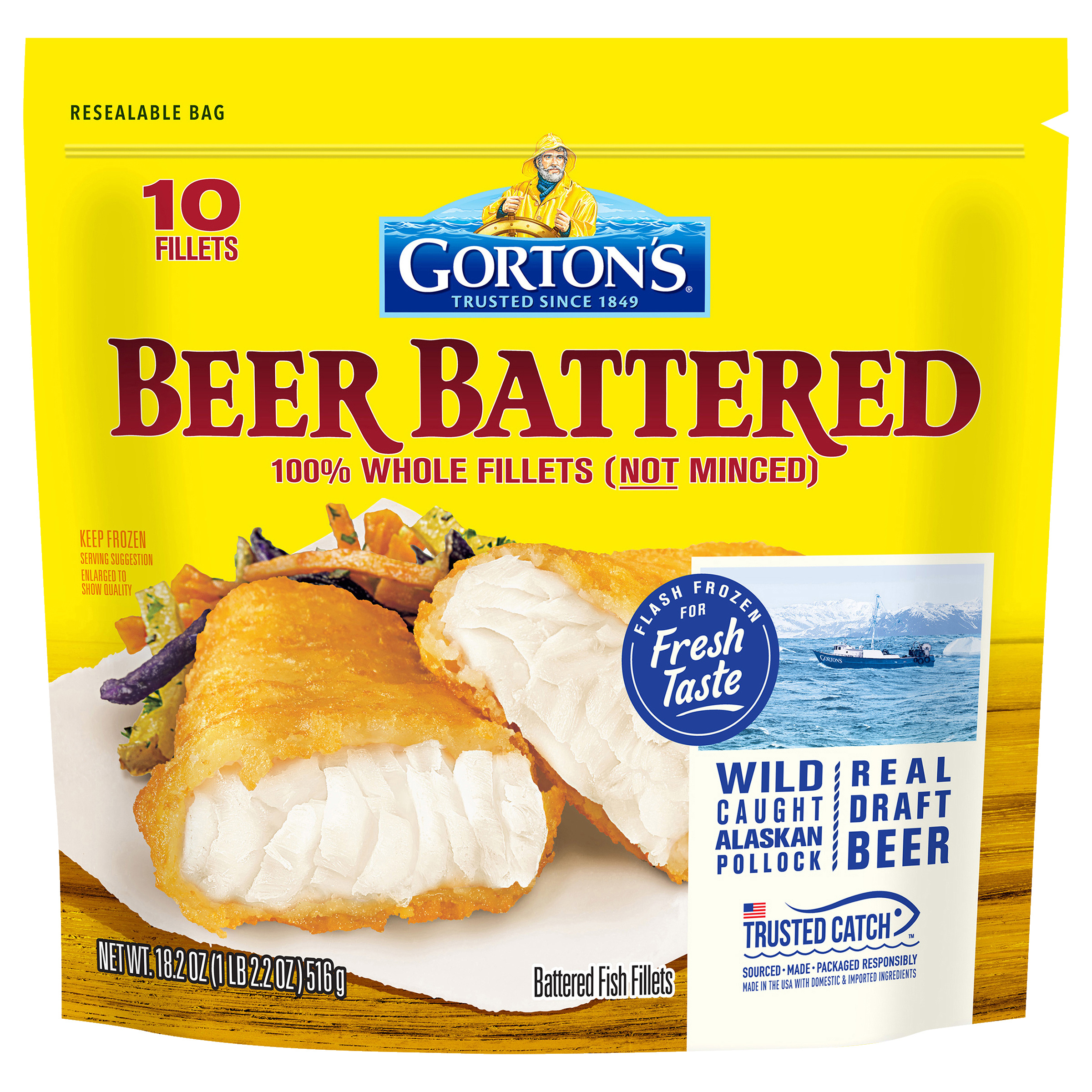 Gorton's Beer Battered Fish 100% Whole Fish Fillets (Not Minced