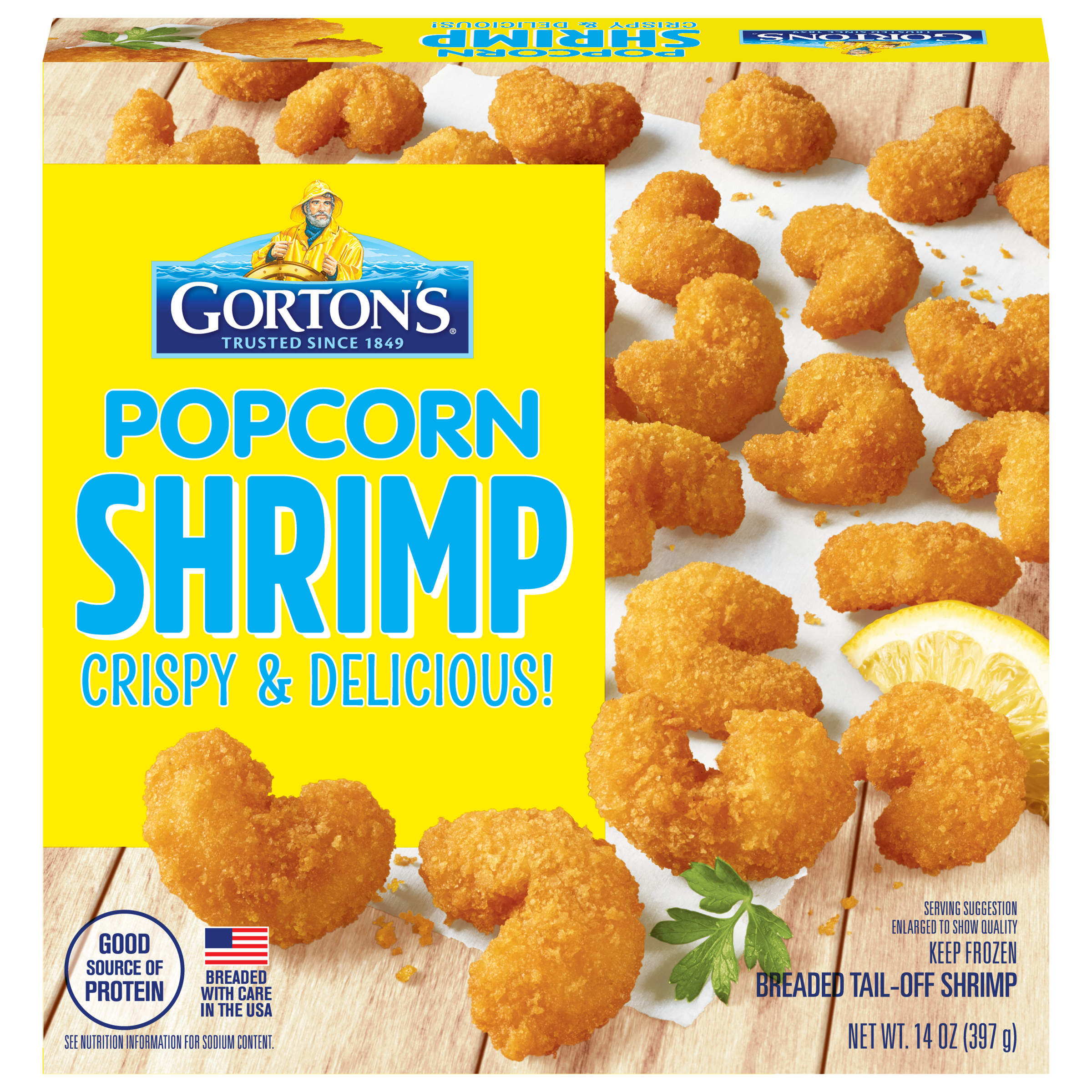 Gorton's Popcorn Shrimp, Whole Tail-Off Shrimp, Breaded with