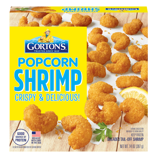 Gorton's Popcorn Shrimp, Whole Tail-Off Shrimp, Breaded with