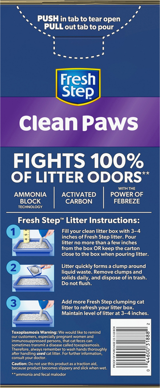 Fresh Step Clean Paws Low-Tracking Clumping Litter With Febreze