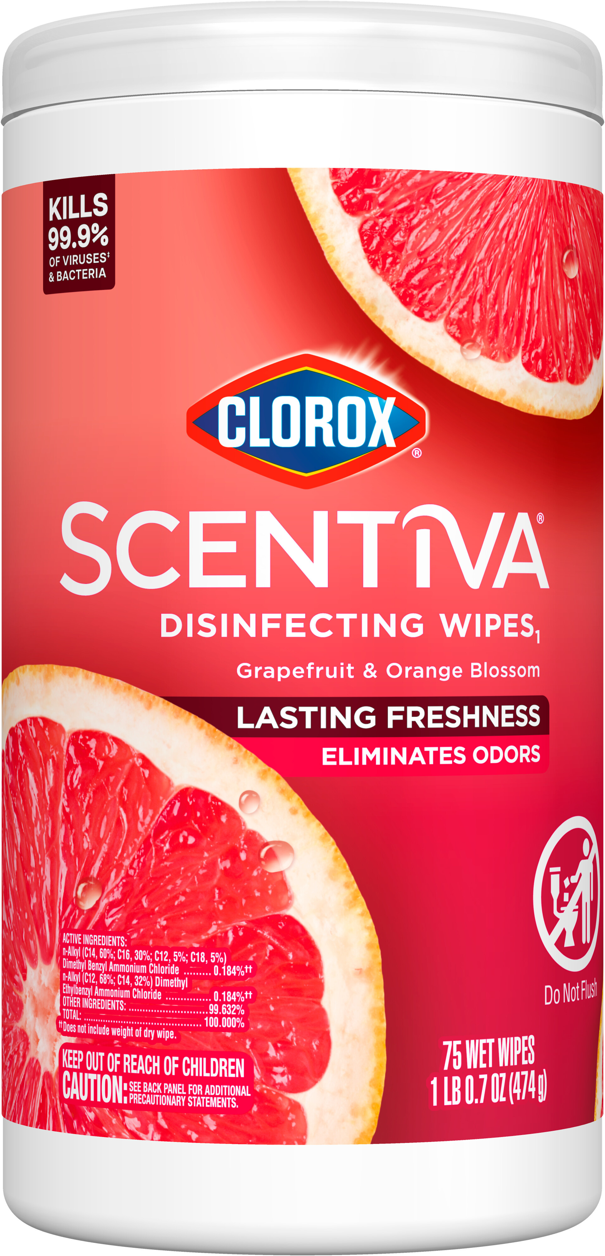 Clorox Scentiva Disinfecting Wipes, Grapefruit and Orange Blossom