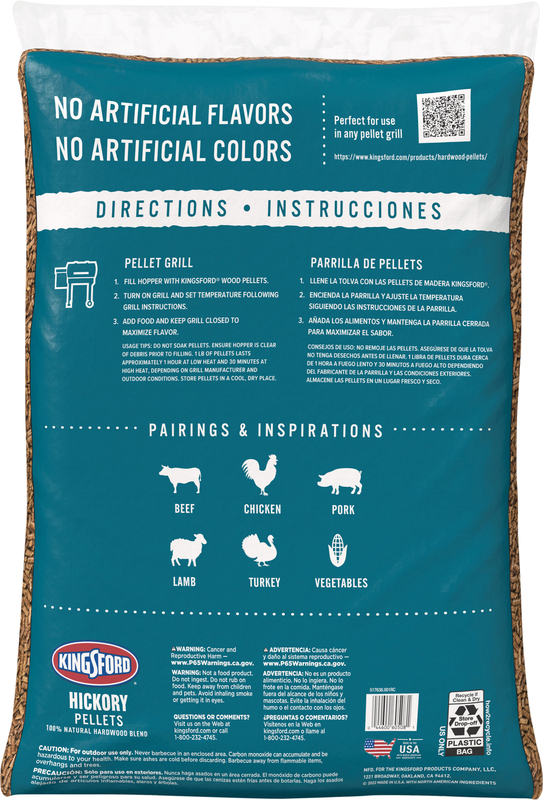 Kingsford 100% Natural Hardwood Blend Wood Pellets Hickory, 25