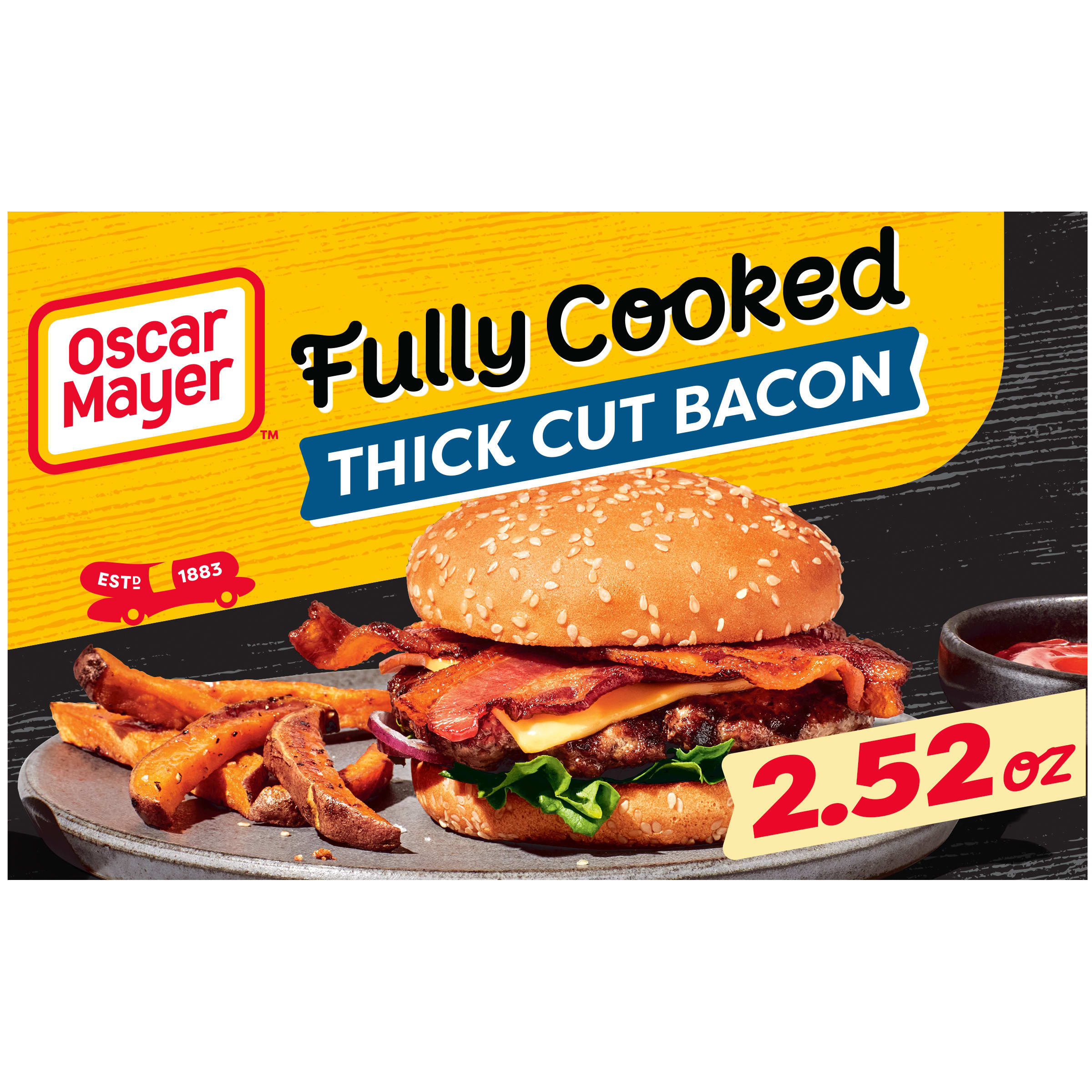 Oscar Mayer Fully Cooked Thick Cut Bacon, 2.52 oz Box, 7-9 slices
