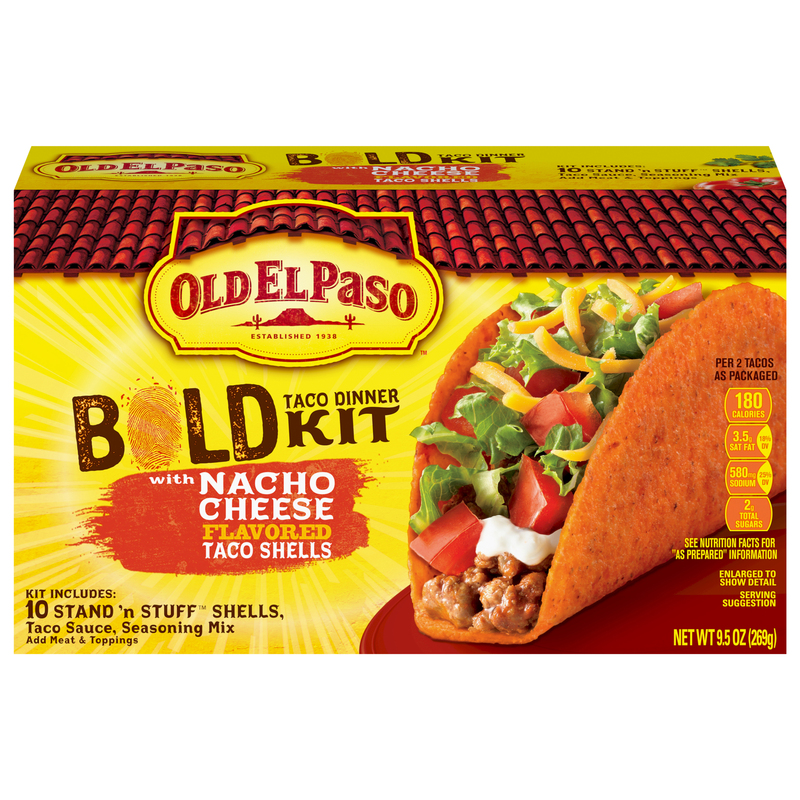 Old El Paso Bold Taco Dinner Kit with Nacho Cheese Flavored Taco
