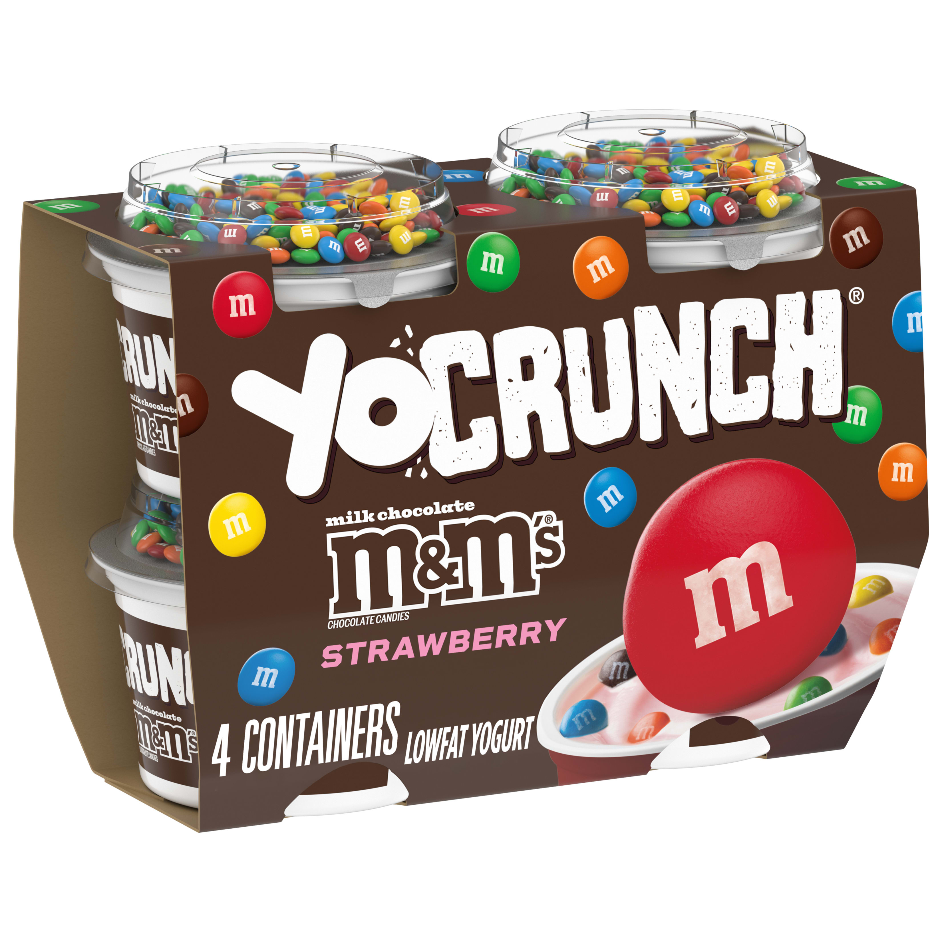 YoCrunch Low Fat Strawberry Yogurt with M&Ms(R), 4 oz, 4 Pack