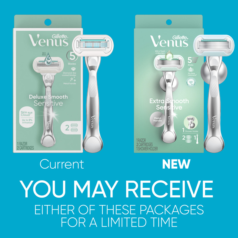 Venus Extra Smooth Sensitive Women's Razor, 2 Blade Refills +