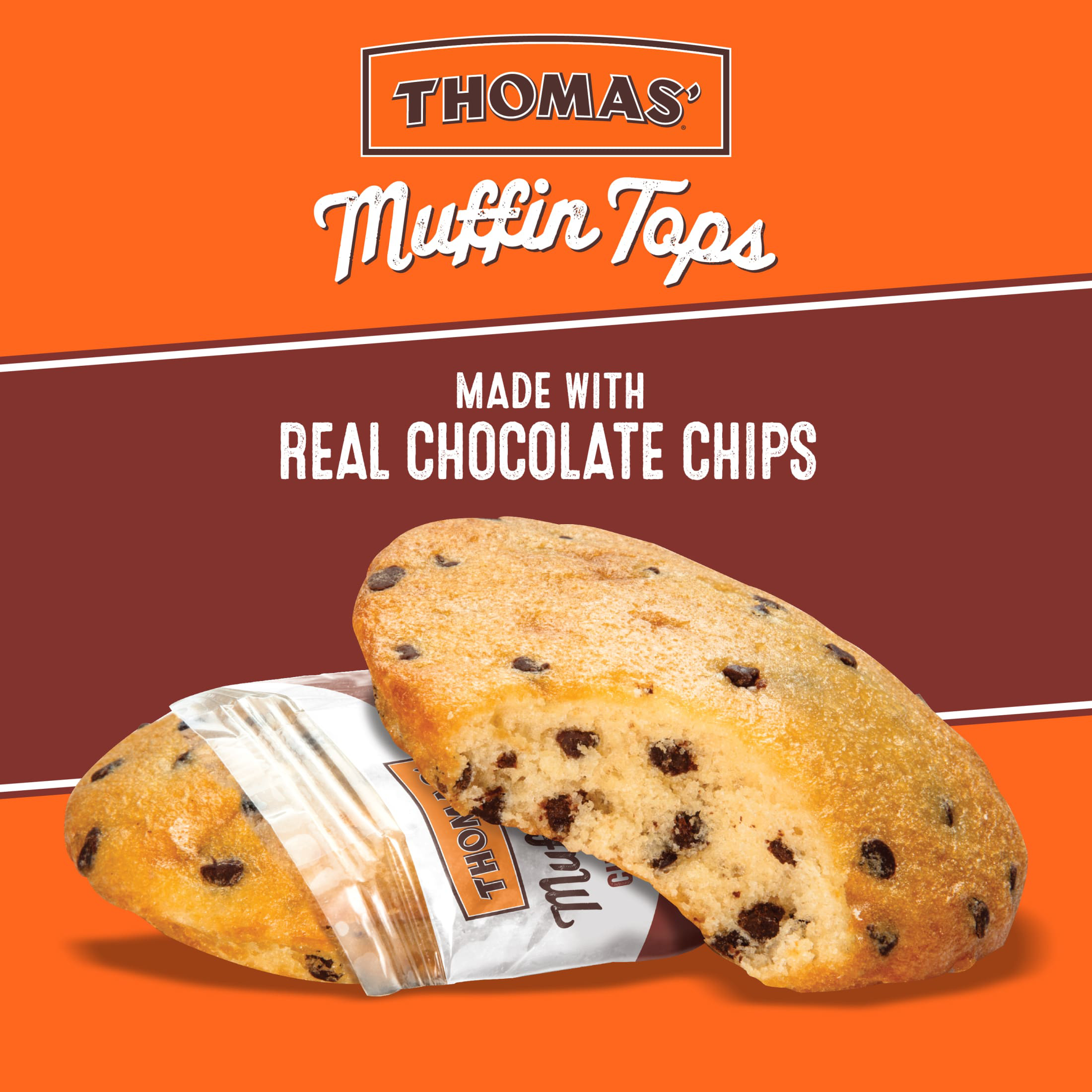 Thomas' Chocolate Chip Muffin Tops, packs, Chocolate Muffin Tops